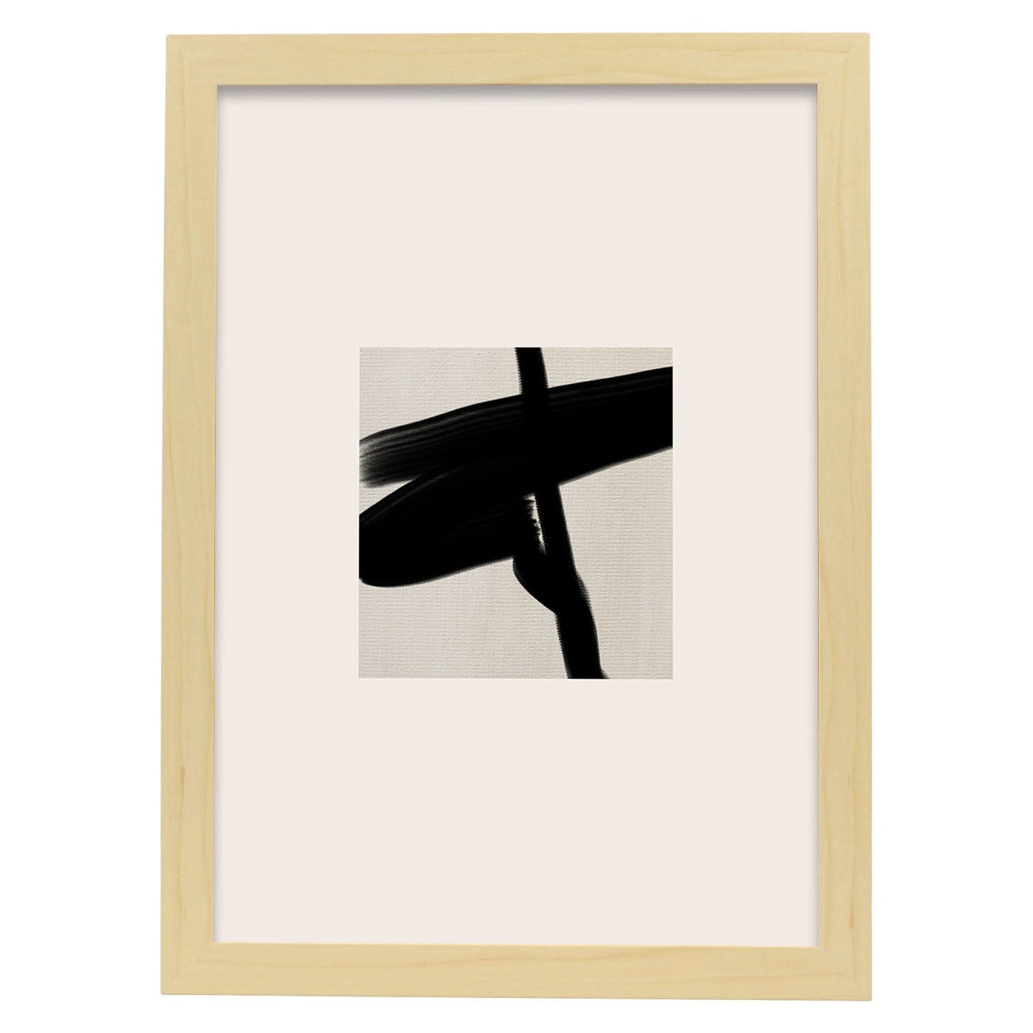Lamina artistica decorativa con ilustración de Exposición Kline 6 estilo Abstracto-Artwork-Nacnic-A4-Marco Madera clara-Nacnic Estudio SL