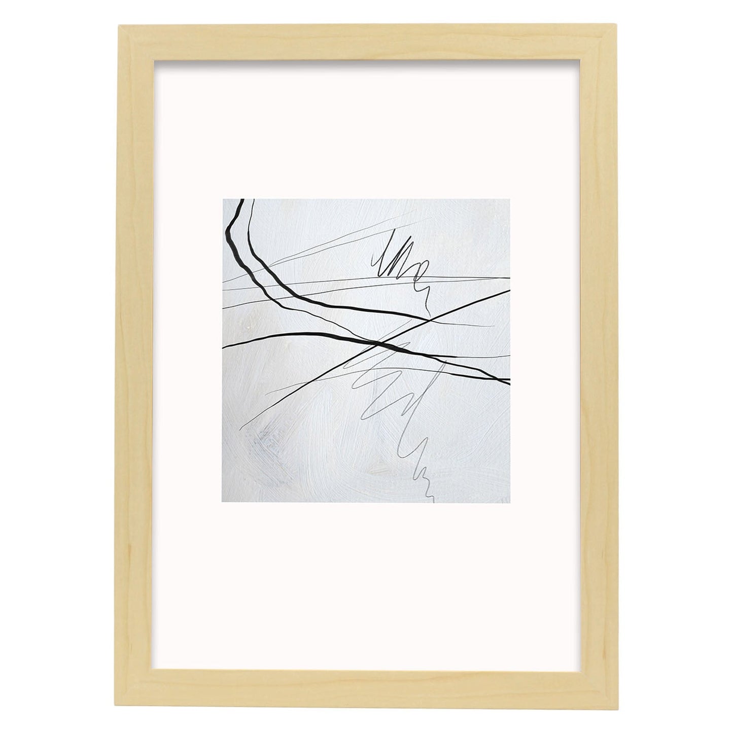 Lamina artistica decorativa con ilustración de Exposición Kline 8 estilo Abstracto-Artwork-Nacnic-A3-Marco Madera clara-Nacnic Estudio SL
