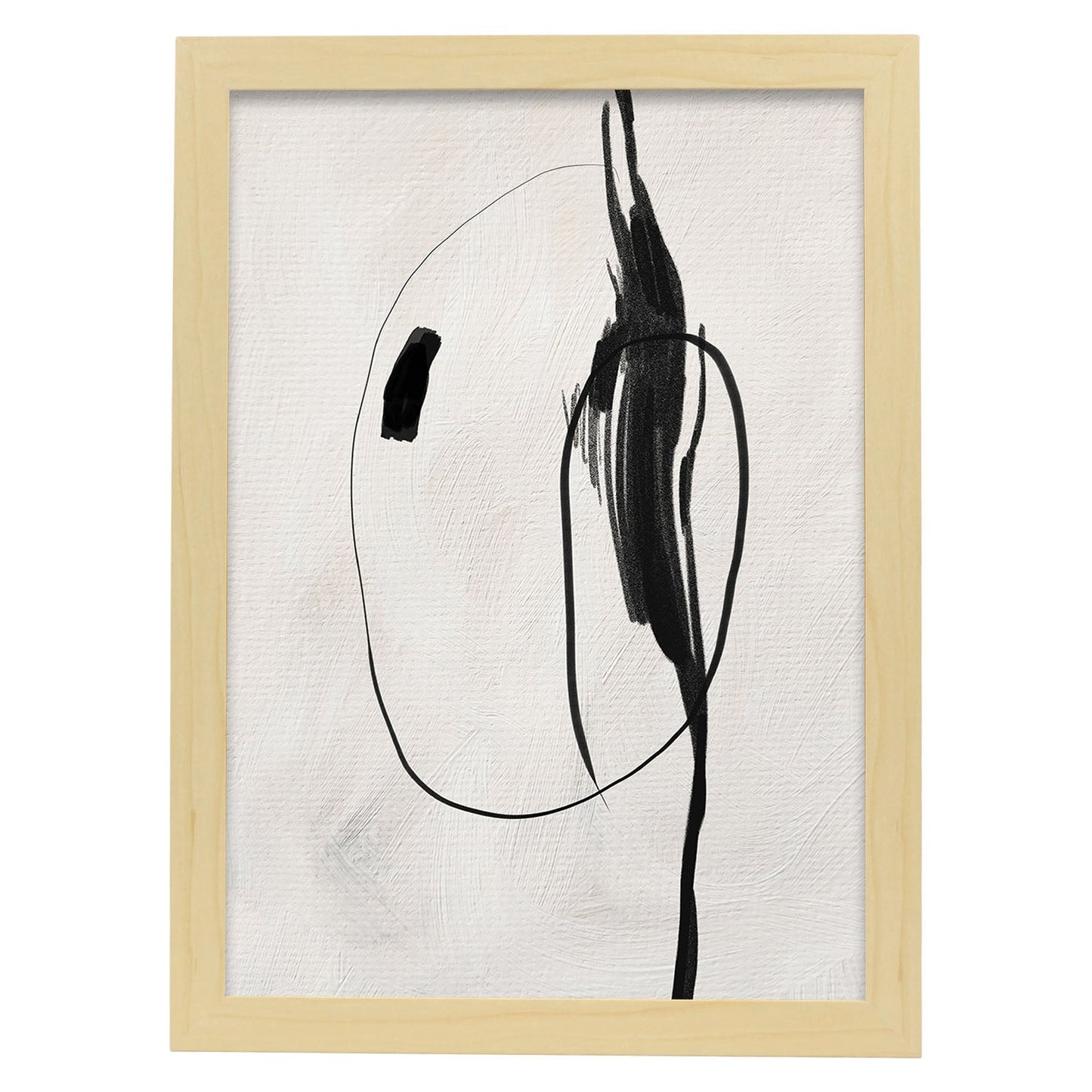Lamina artistica decorativa con ilustración de Exposición Kline 9 estilo Abstracto-Artwork-Nacnic-A4-Marco Madera clara-Nacnic Estudio SL