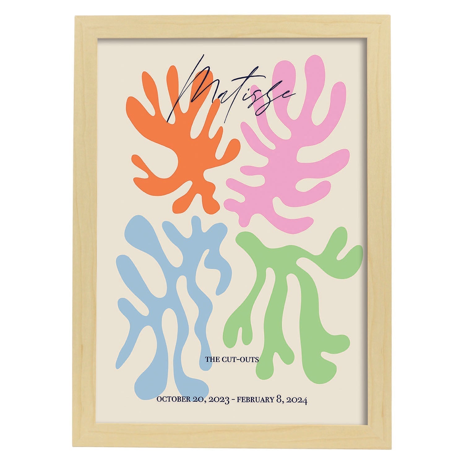 Lamina artistica decorativa con ilustración de Exposición Matisse 7 estilo fauvista-Artwork-Nacnic-A4-Marco Madera clara-Nacnic Estudio SL