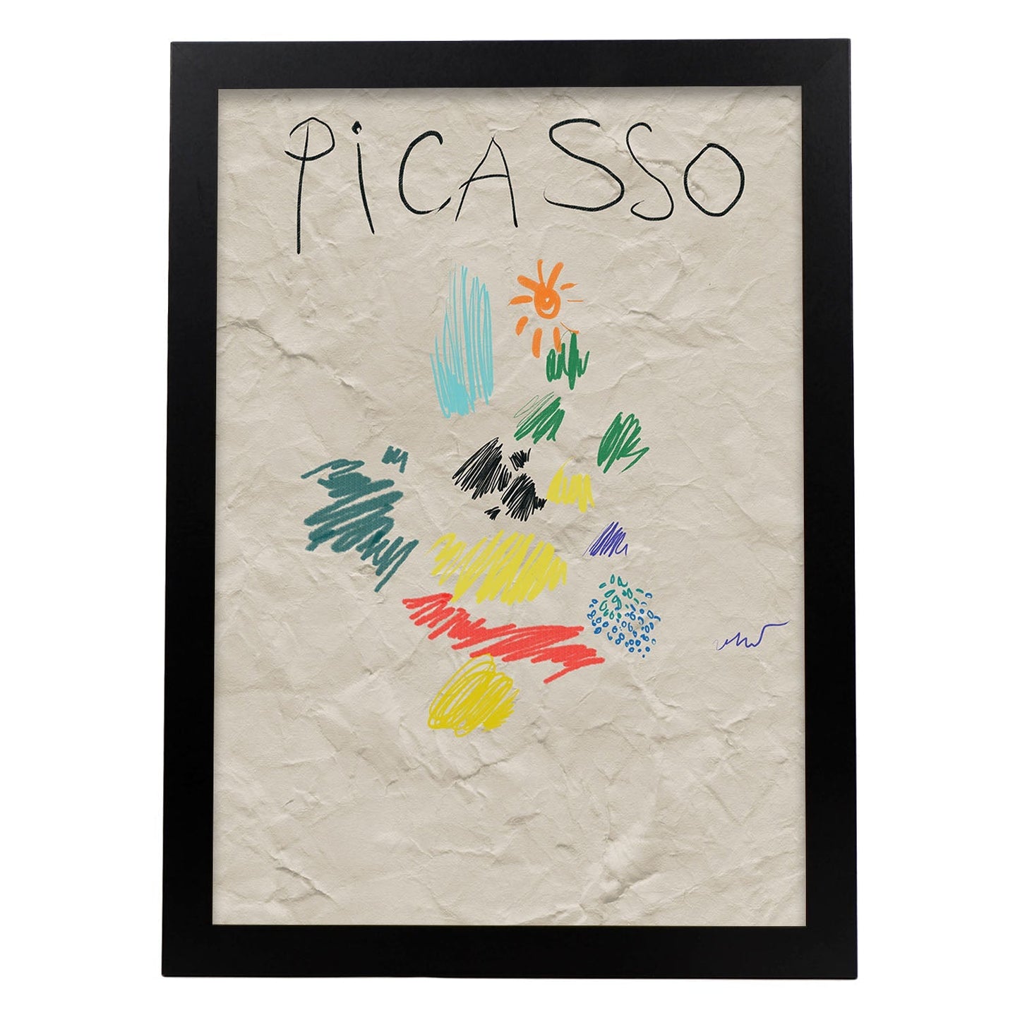 Lamina artistica decorativa con ilustración de Exposición Picasso 1-Artwork-Nacnic-A4-Marco Negro-Nacnic Estudio SL