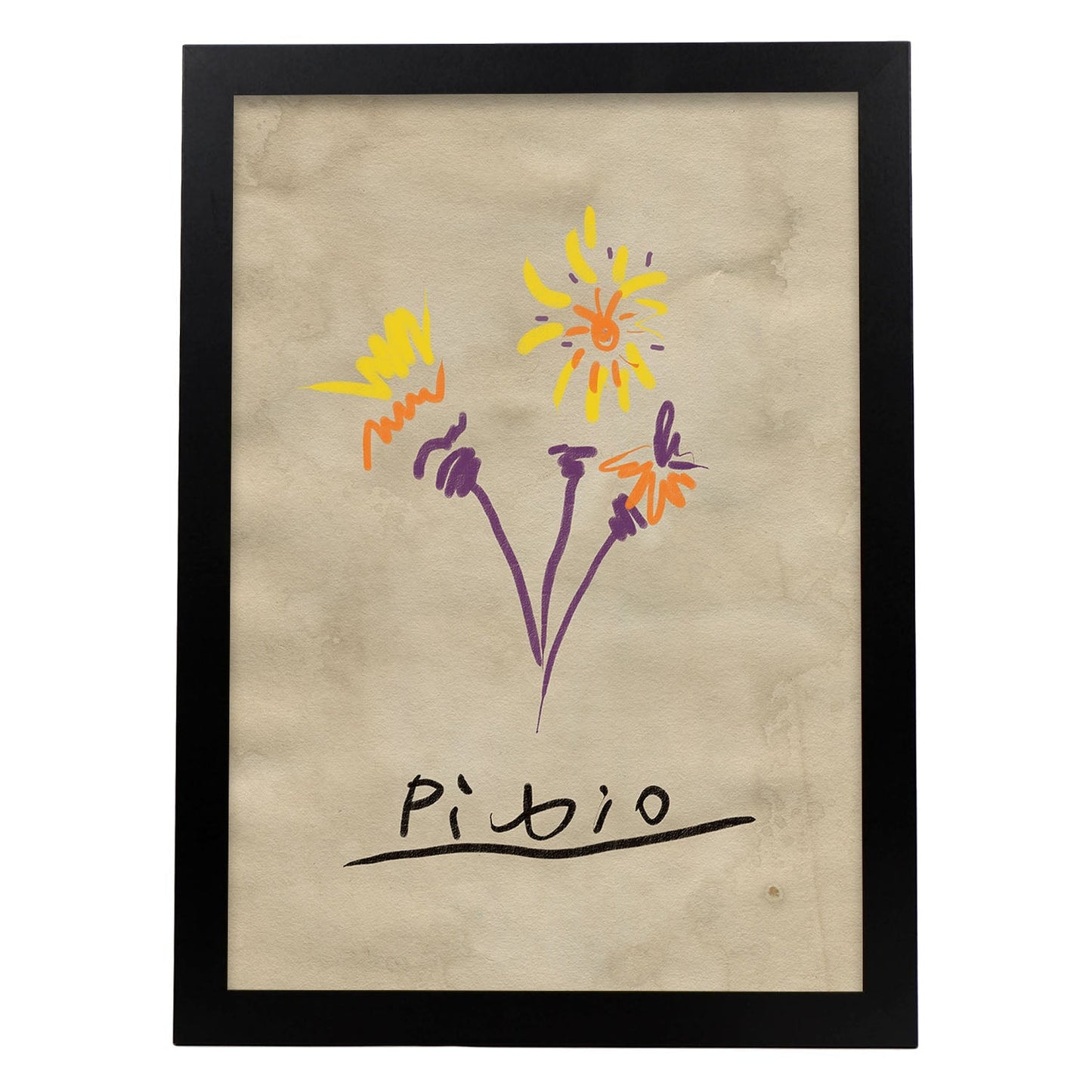 Lamina artistica decorativa con ilustración de Exposición Picasso 2-Artwork-Nacnic-A4-Marco Negro-Nacnic Estudio SL