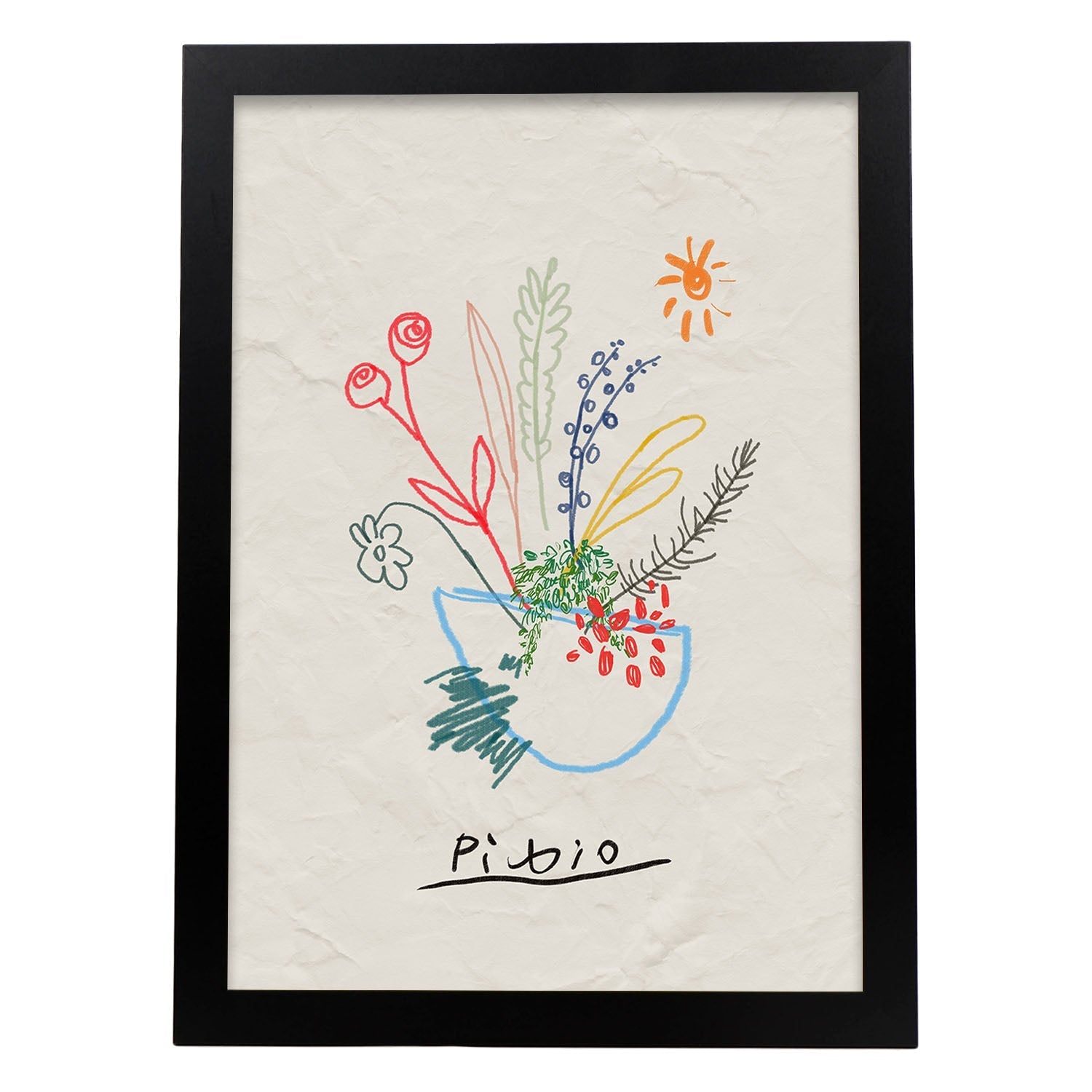 Lamina artistica decorativa con ilustración de Exposición Picasso 4-Artwork-Nacnic-A3-Marco Negro-Nacnic Estudio SL