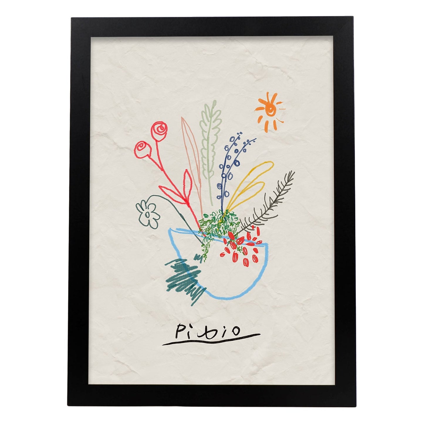 Lamina artistica decorativa con ilustración de Exposición Picasso 4-Artwork-Nacnic-A4-Marco Negro-Nacnic Estudio SL