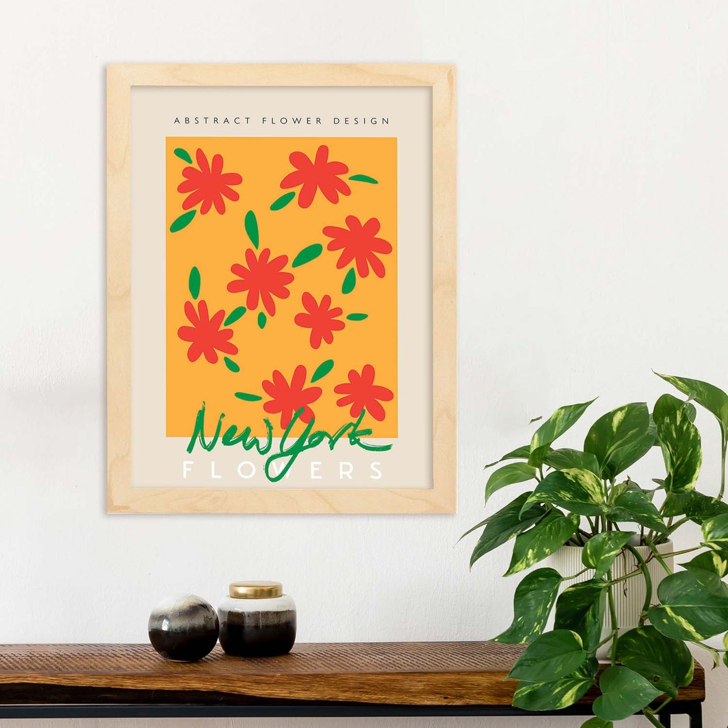 Lamina artistica decorativa con ilustración de Flor abstracta diseño de flores de Nueva York-Artwork-Nacnic-Nacnic Estudio SL
