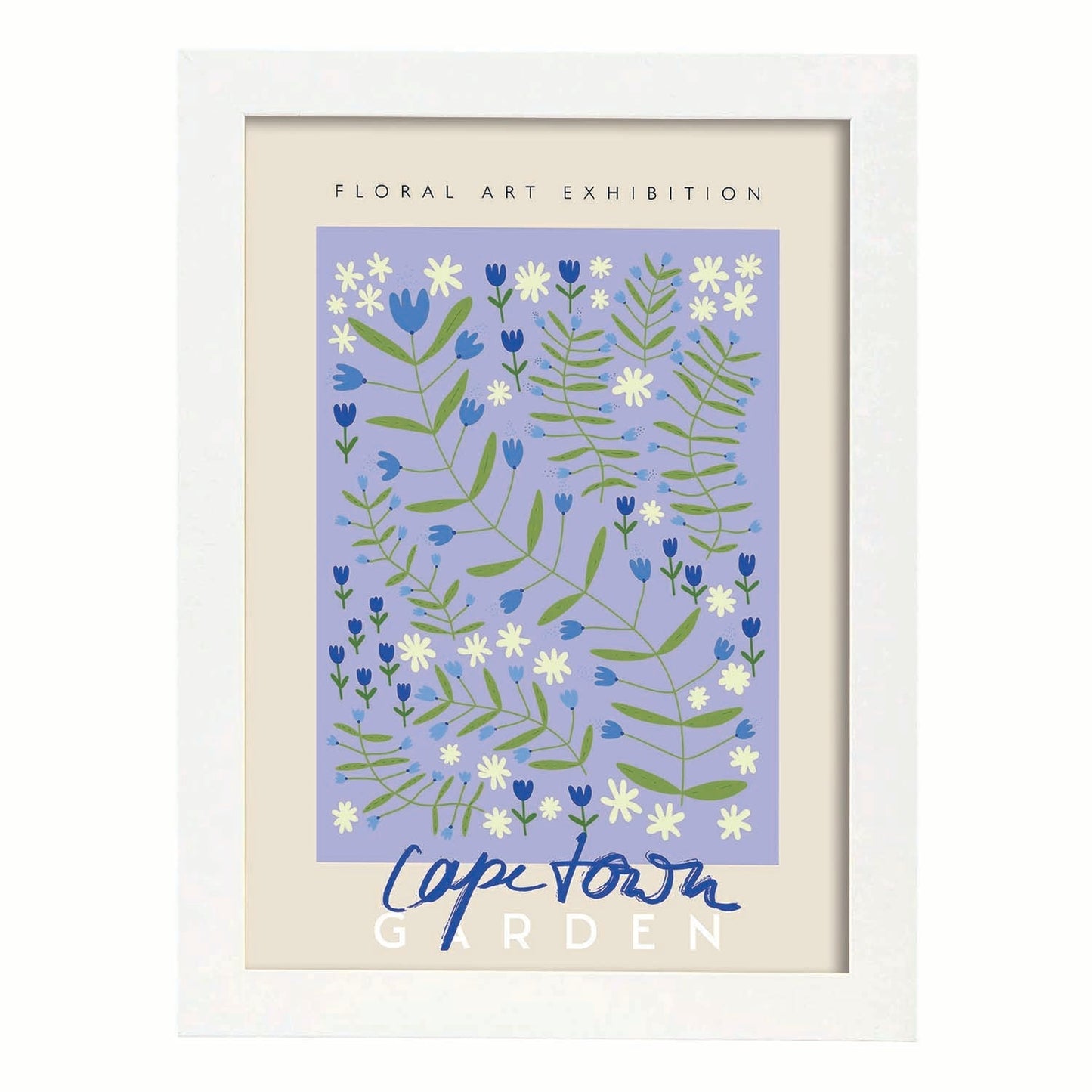 Lamina artistica decorativa con ilustración de Flora Arte Exposición Ciudad del Cabo-Artwork-Nacnic-A3-Marco Blanco-Nacnic Estudio SL