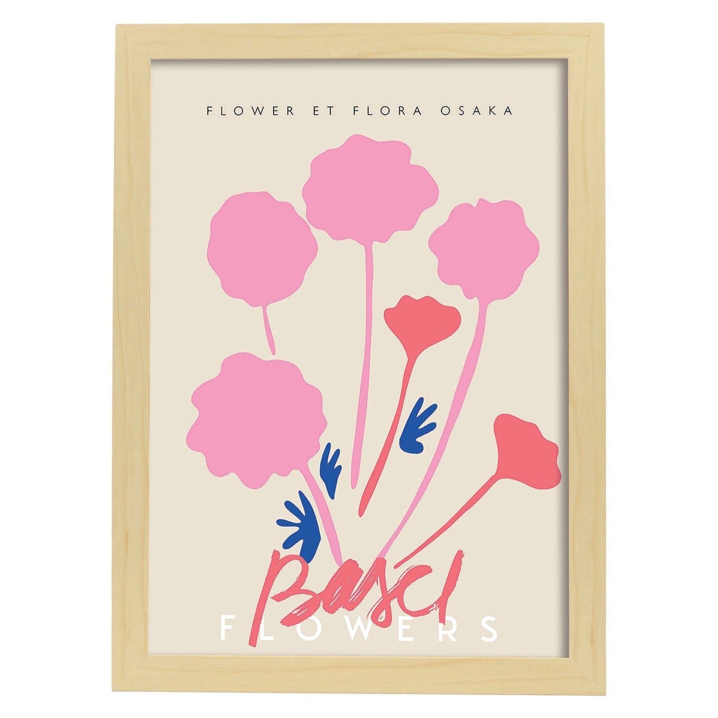 Lamina artistica decorativa con ilustración de Flores de Basilea-Artwork-Nacnic-A3-Marco Madera clara-Nacnic Estudio SL