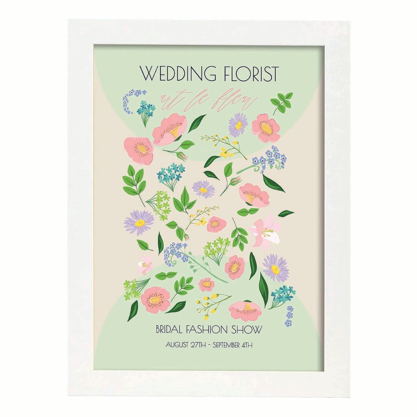 Lamina artistica decorativa con ilustración de Flores de boda 03-Artwork-Nacnic-A4-Marco Blanco-Nacnic Estudio SL