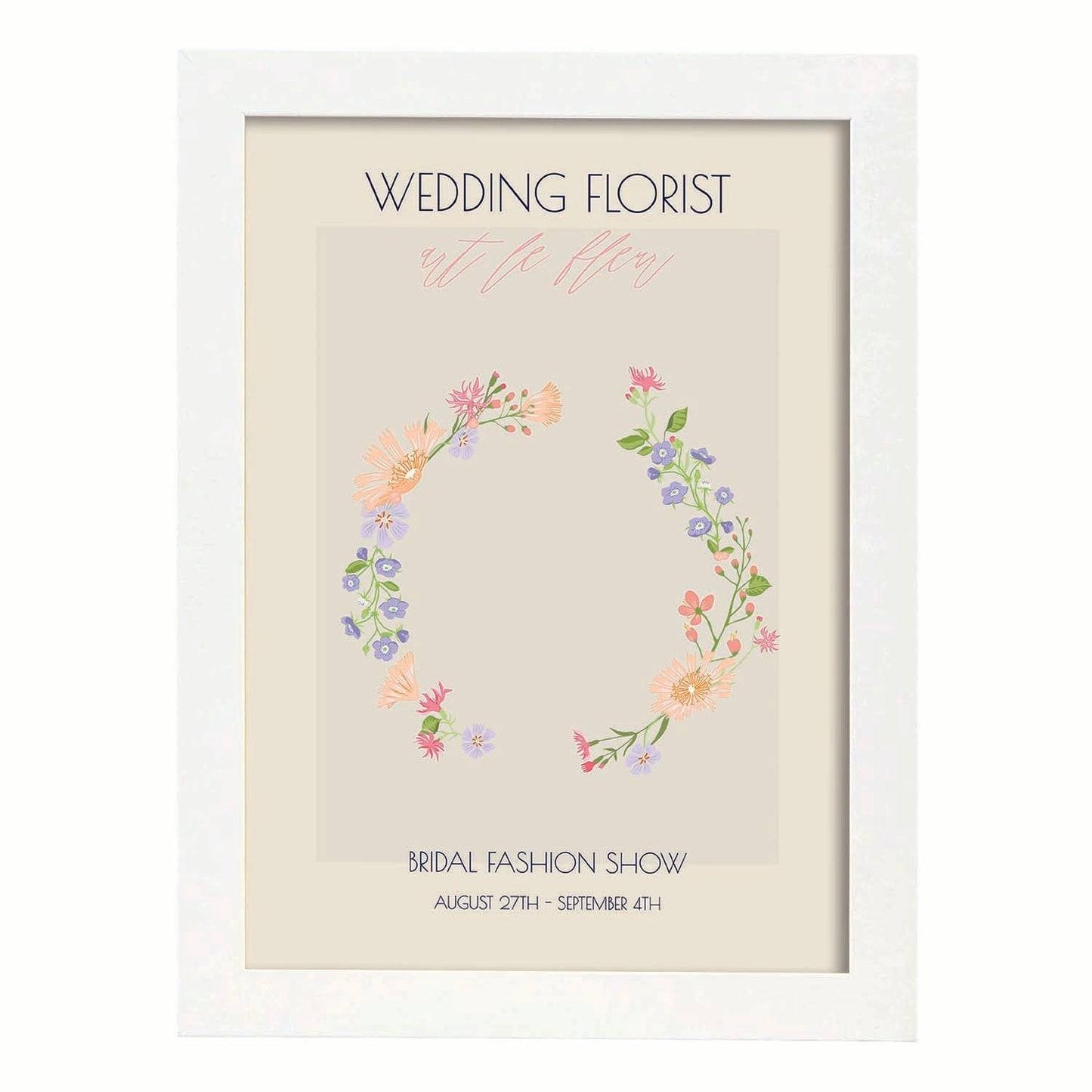 Lamina artistica decorativa con ilustración de Flores de boda 05-Artwork-Nacnic-A4-Marco Blanco-Nacnic Estudio SL