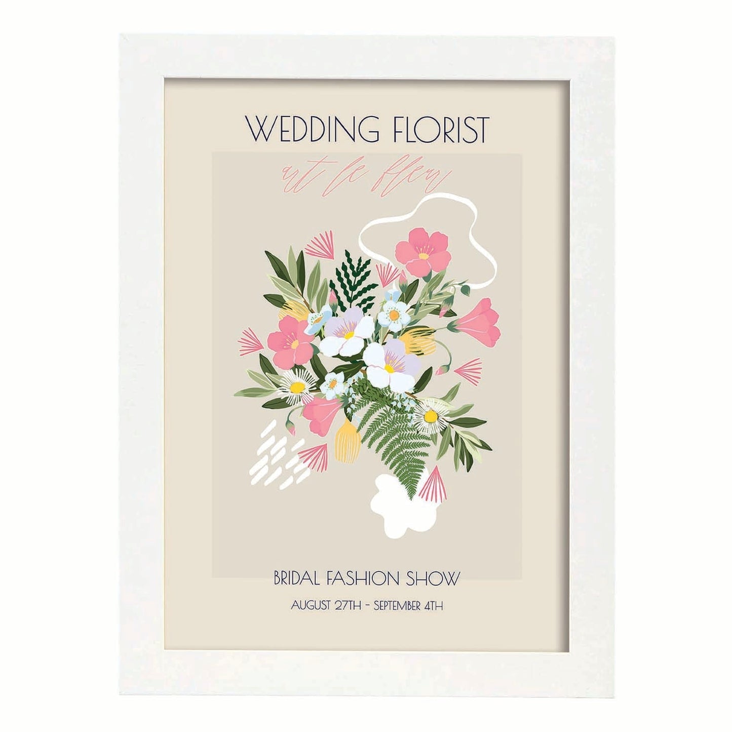 Lamina artistica decorativa con ilustración de Flores de boda 07-Artwork-Nacnic-A3-Marco Blanco-Nacnic Estudio SL