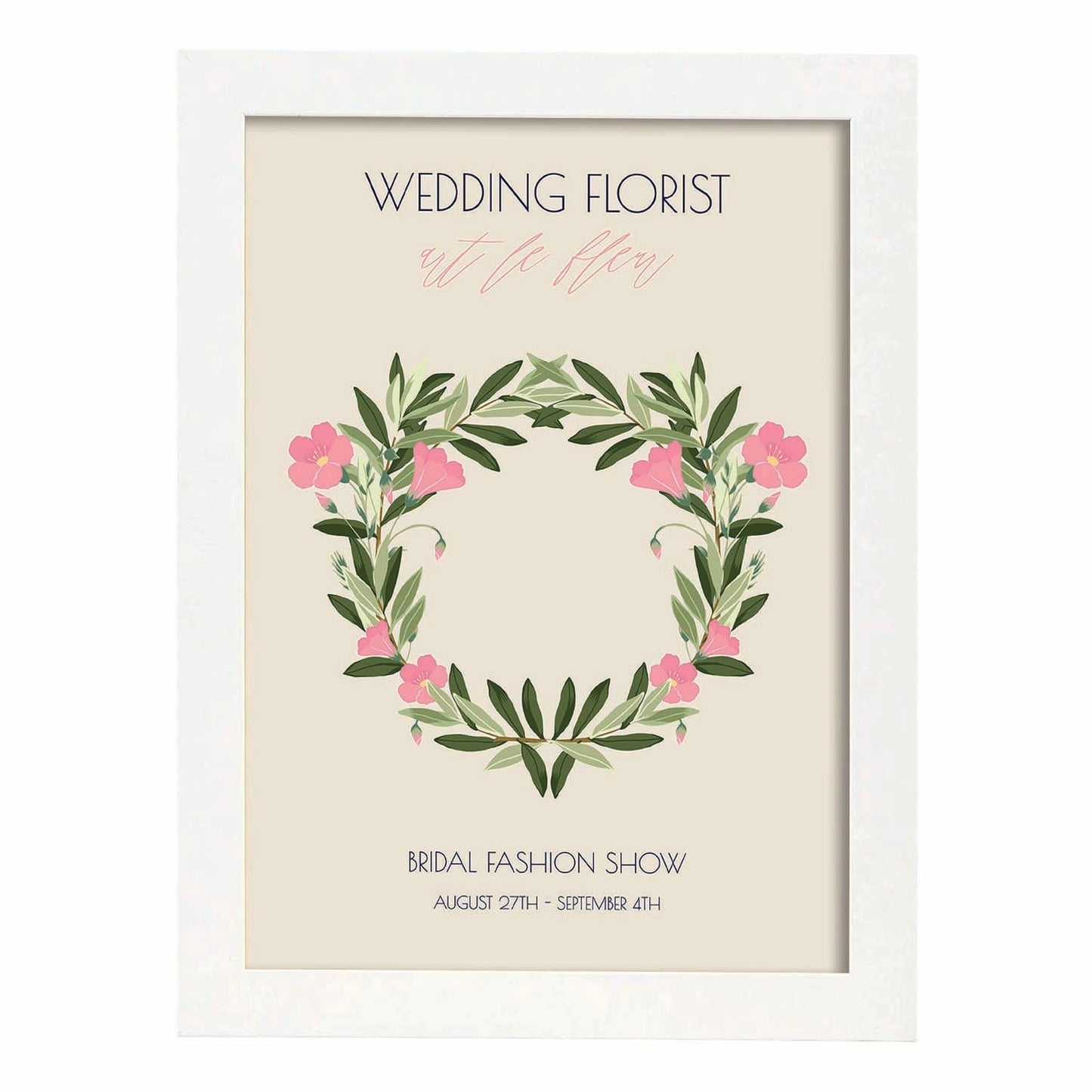 Lamina artistica decorativa con ilustración de Flores de boda 09-Artwork-Nacnic-A4-Marco Blanco-Nacnic Estudio SL