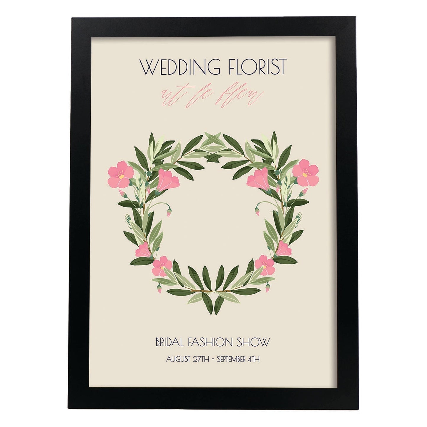 Lamina artistica decorativa con ilustración de Flores de boda 09-Artwork-Nacnic-A4-Marco Negro-Nacnic Estudio SL