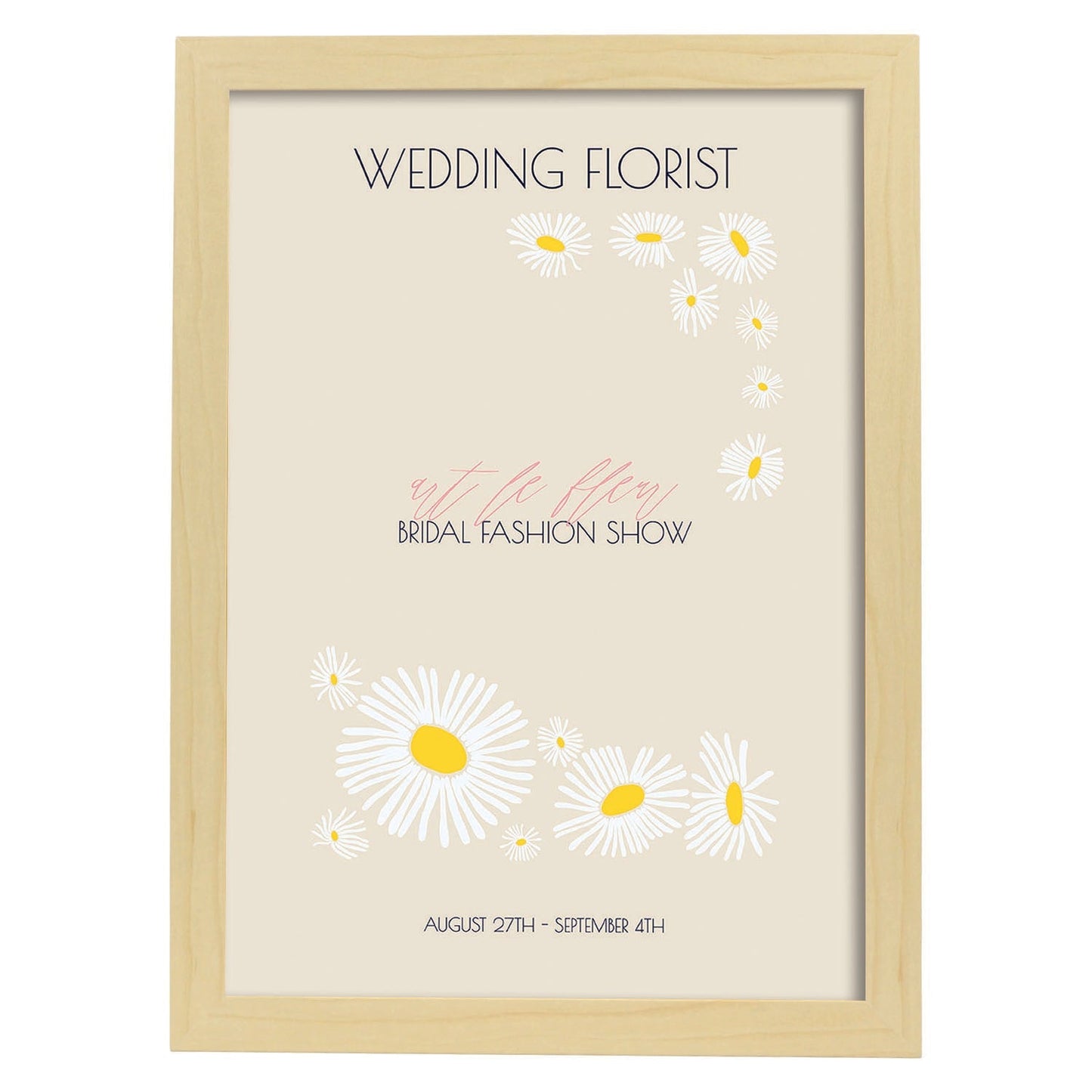 Lamina artistica decorativa con ilustración de Flores de boda 10-Artwork-Nacnic-A4-Marco Madera clara-Nacnic Estudio SL