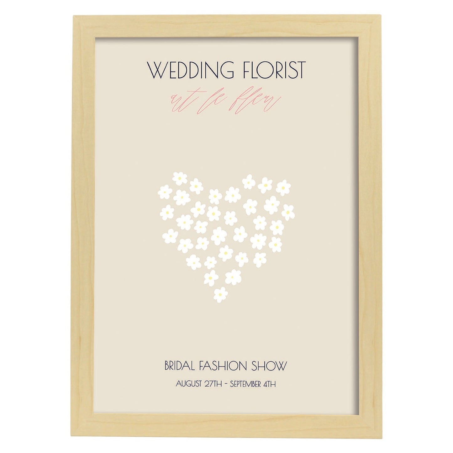 Lamina artistica decorativa con ilustración de Flores de boda 11-Artwork-Nacnic-A3-Marco Madera clara-Nacnic Estudio SL