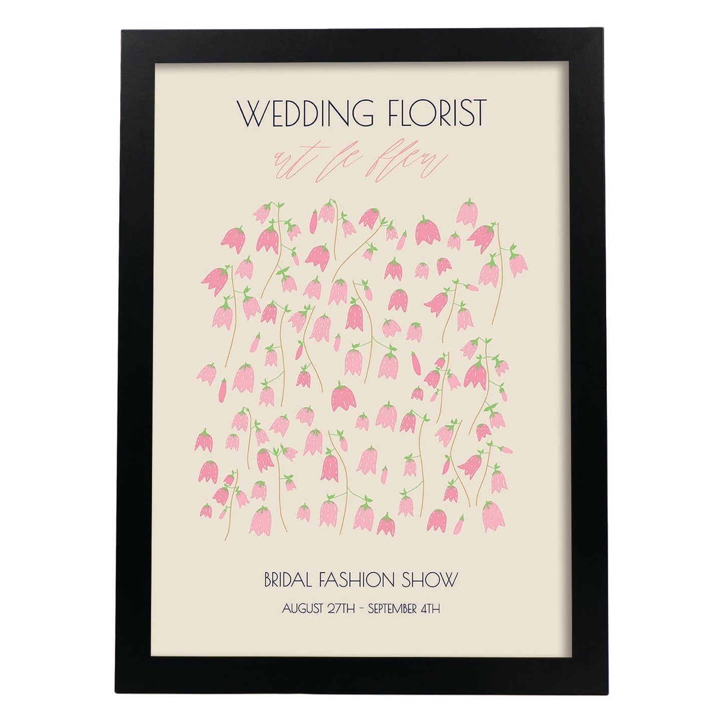 Lamina artistica decorativa con ilustración de Flores de boda 12-Artwork-Nacnic-A3-Marco Negro-Nacnic Estudio SL