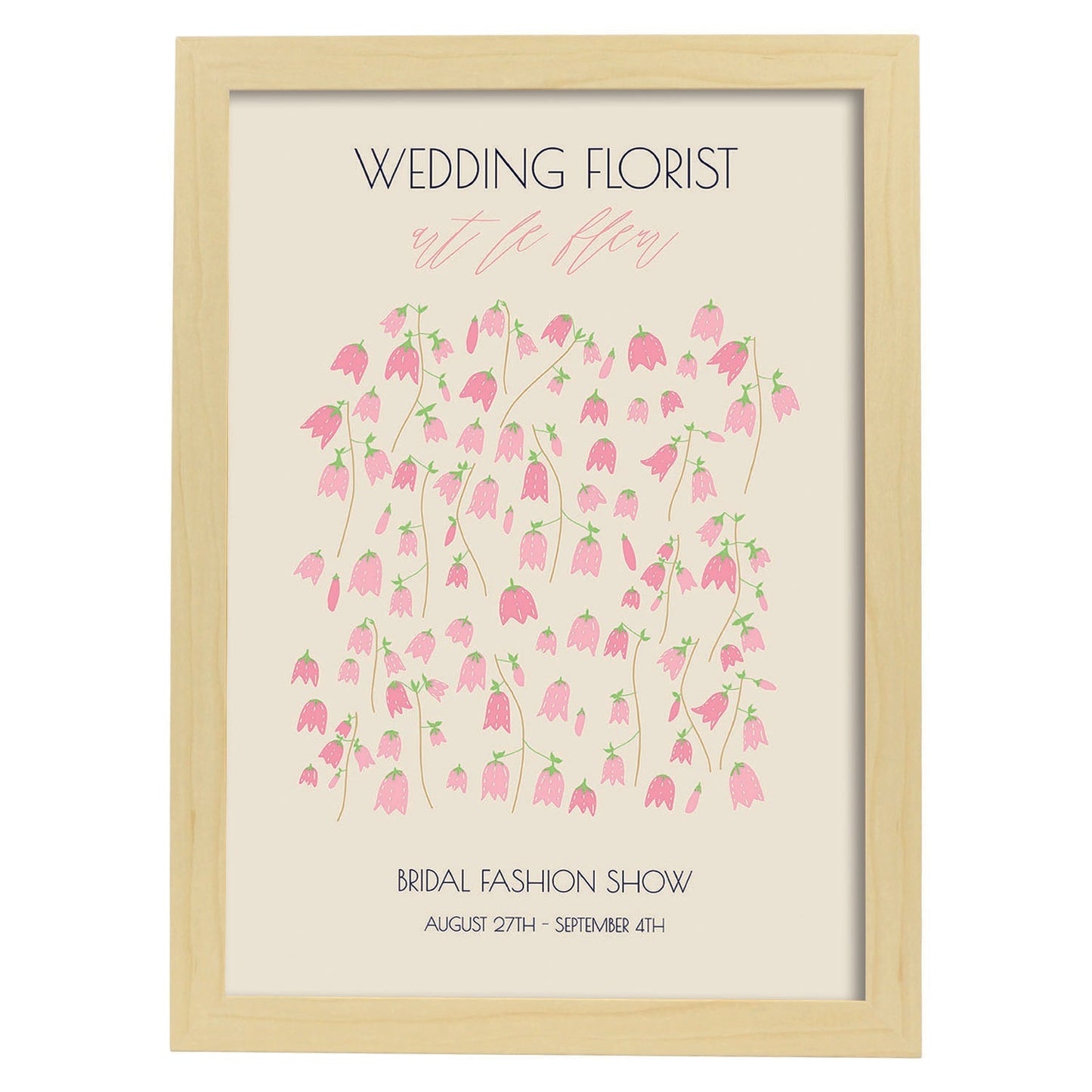Lamina artistica decorativa con ilustración de Flores de boda 12-Artwork-Nacnic-A4-Marco Madera clara-Nacnic Estudio SL