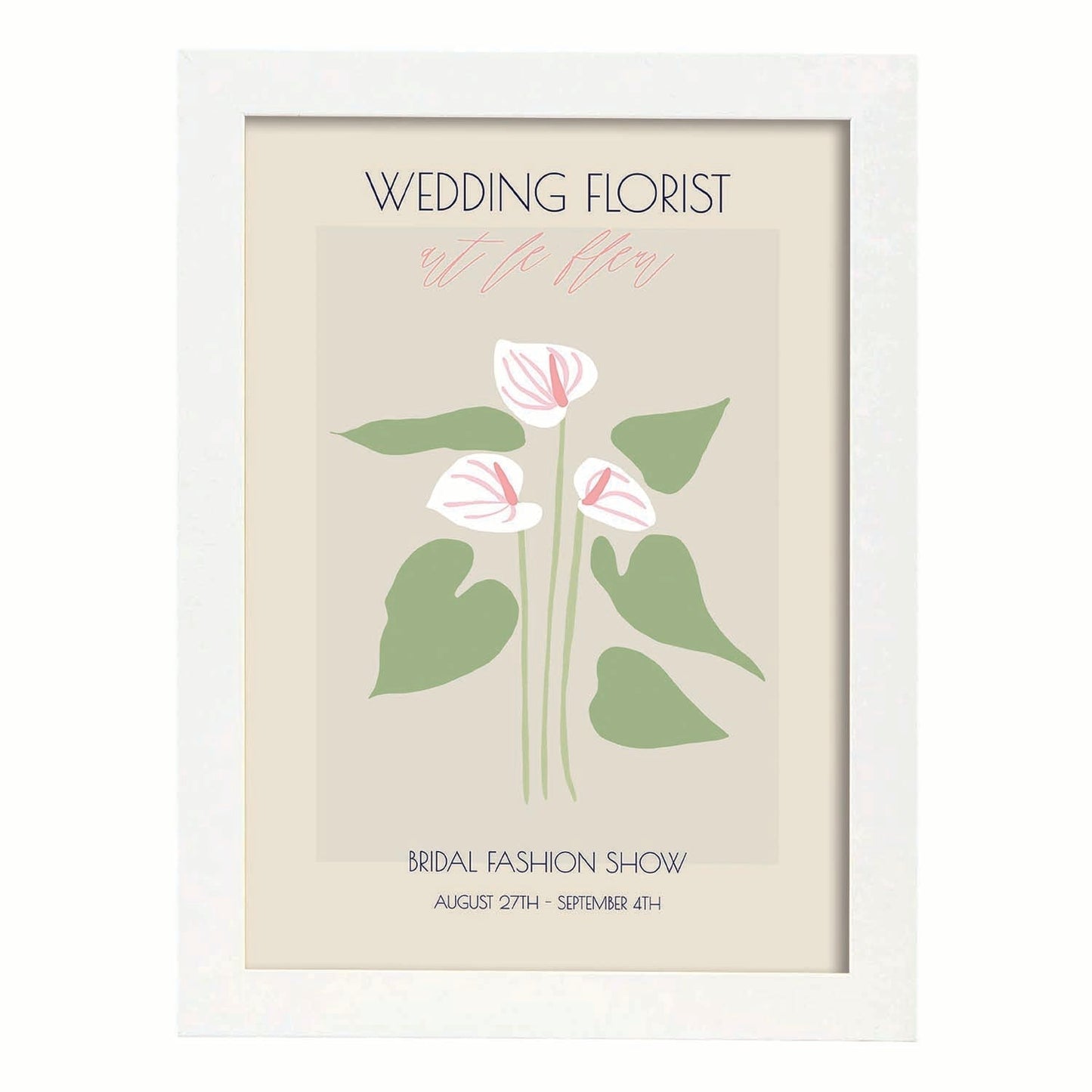 Lamina artistica decorativa con ilustración de Flores de boda 14-Artwork-Nacnic-A4-Marco Blanco-Nacnic Estudio SL