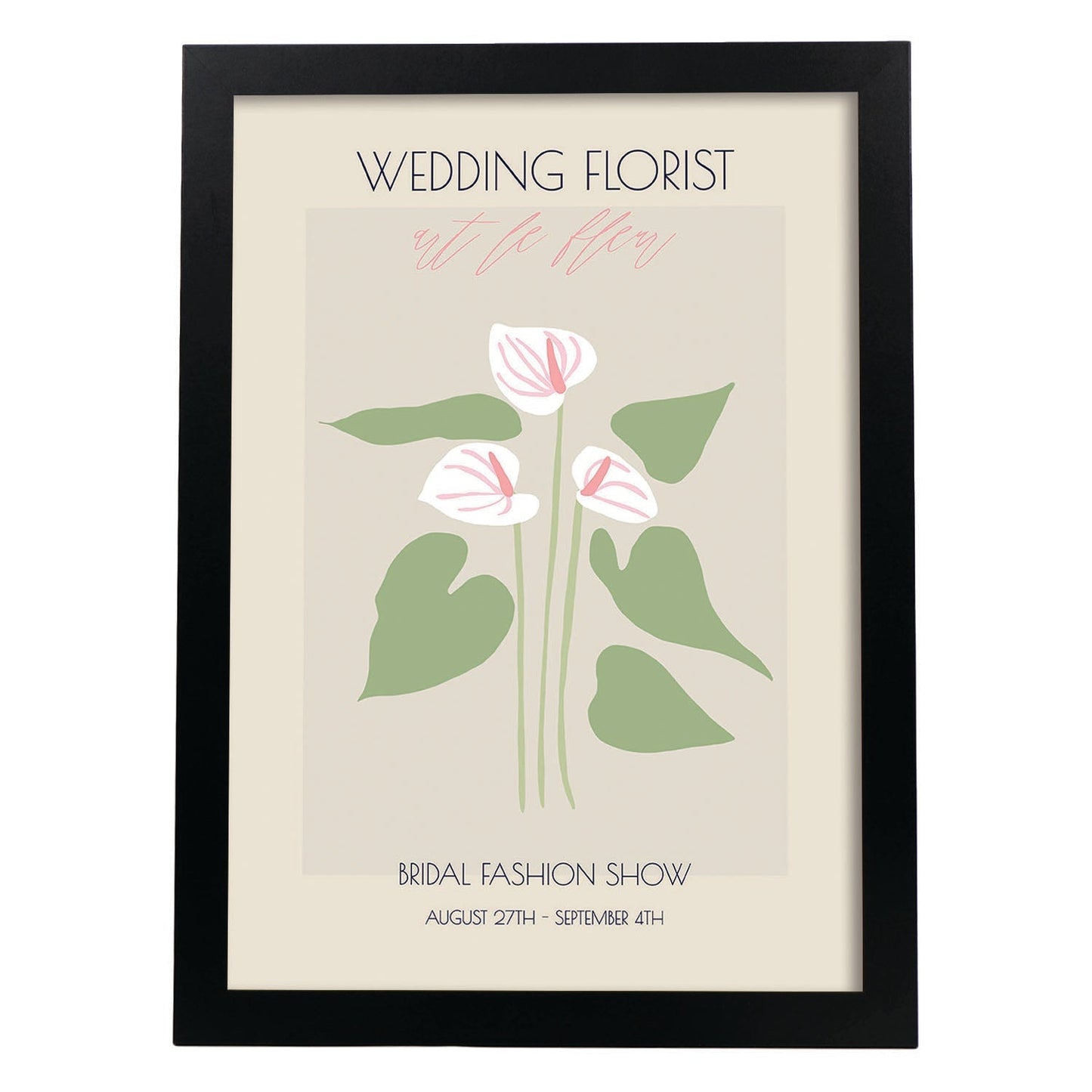 Lamina artistica decorativa con ilustración de Flores de boda 14-Artwork-Nacnic-A4-Marco Negro-Nacnic Estudio SL
