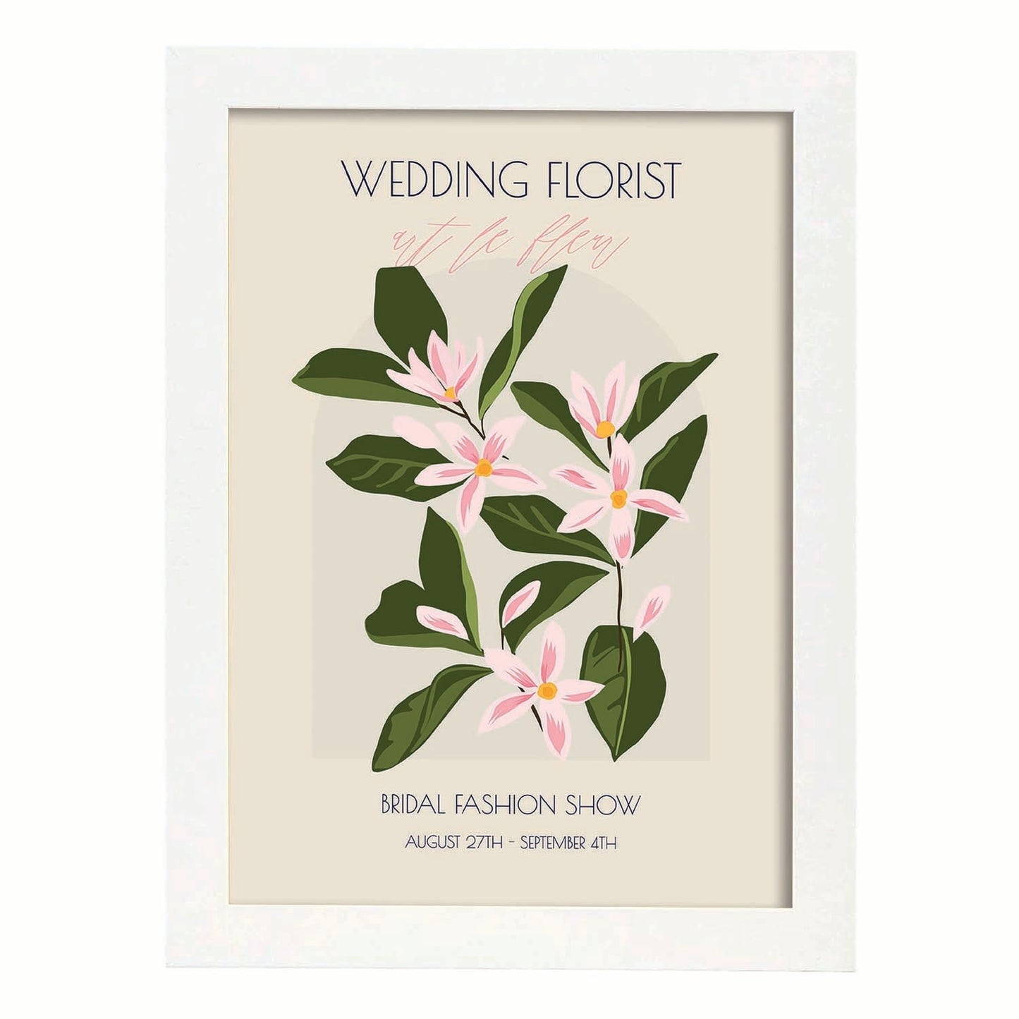 Lamina artistica decorativa con ilustración de Flores de boda 16-Artwork-Nacnic-A3-Marco Blanco-Nacnic Estudio SL