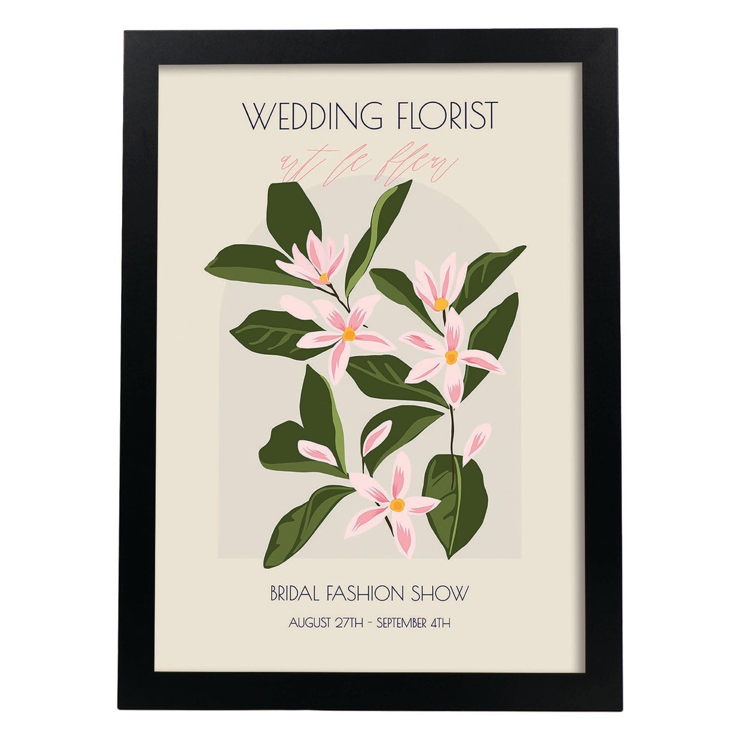 Lamina artistica decorativa con ilustración de Flores de boda 16-Artwork-Nacnic-A4-Marco Negro-Nacnic Estudio SL