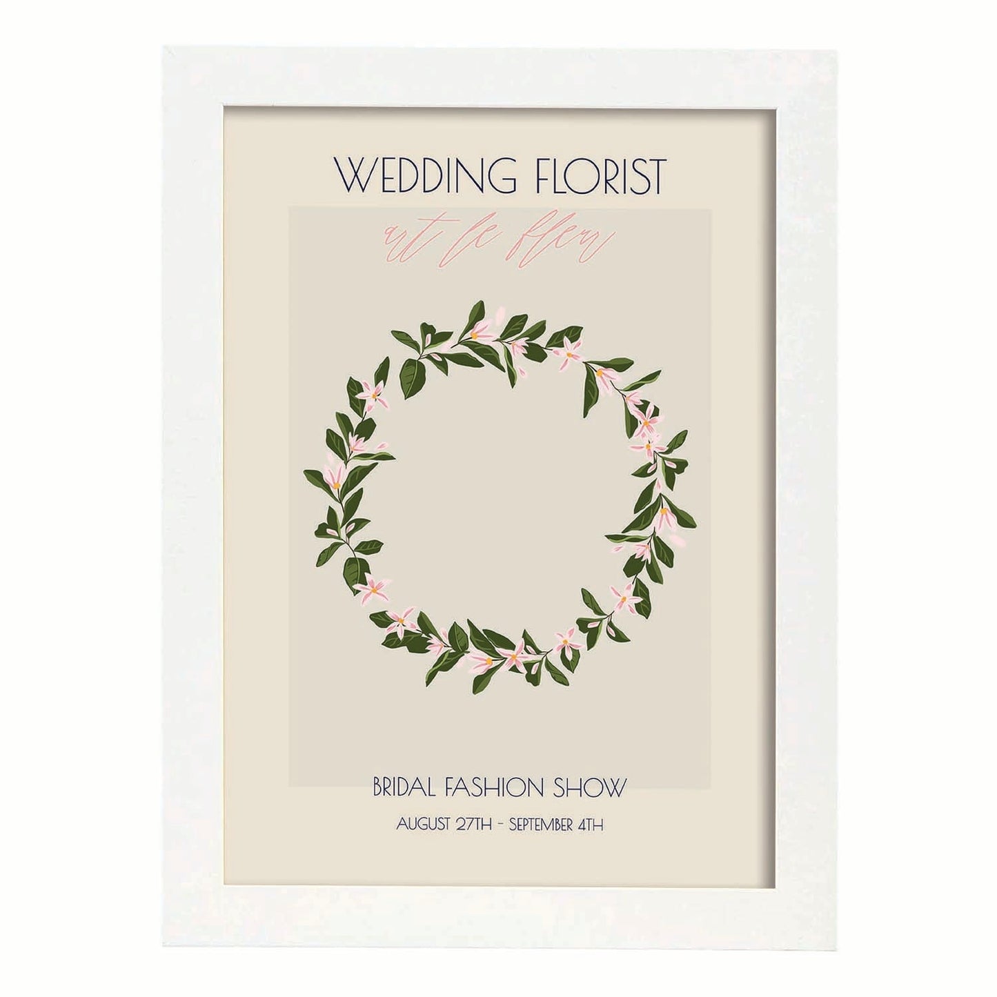 Lamina artistica decorativa con ilustración de Flores de boda 17-Artwork-Nacnic-A4-Marco Blanco-Nacnic Estudio SL