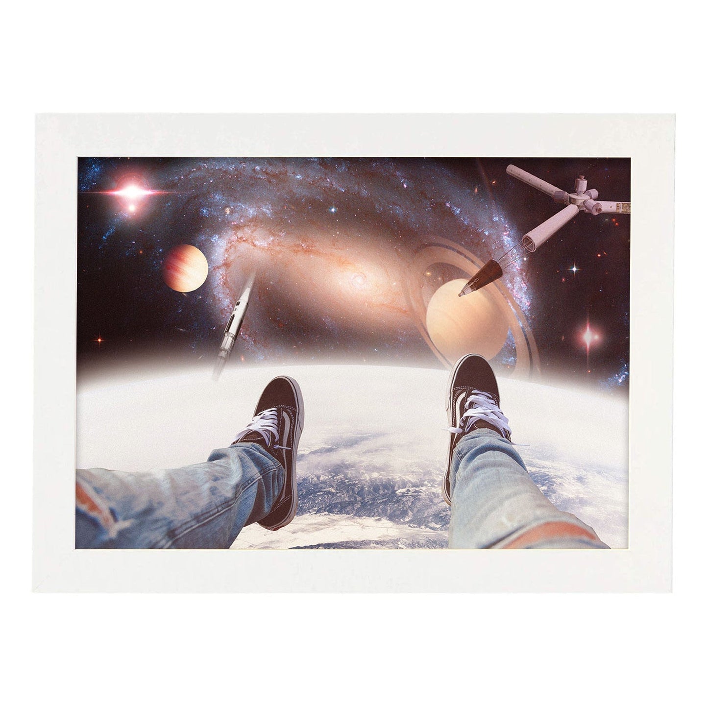 Lamina artistica decorativa con ilustración de Galaxy estilo Collage-Artwork-Nacnic-A3-Marco Blanco-Nacnic Estudio SL