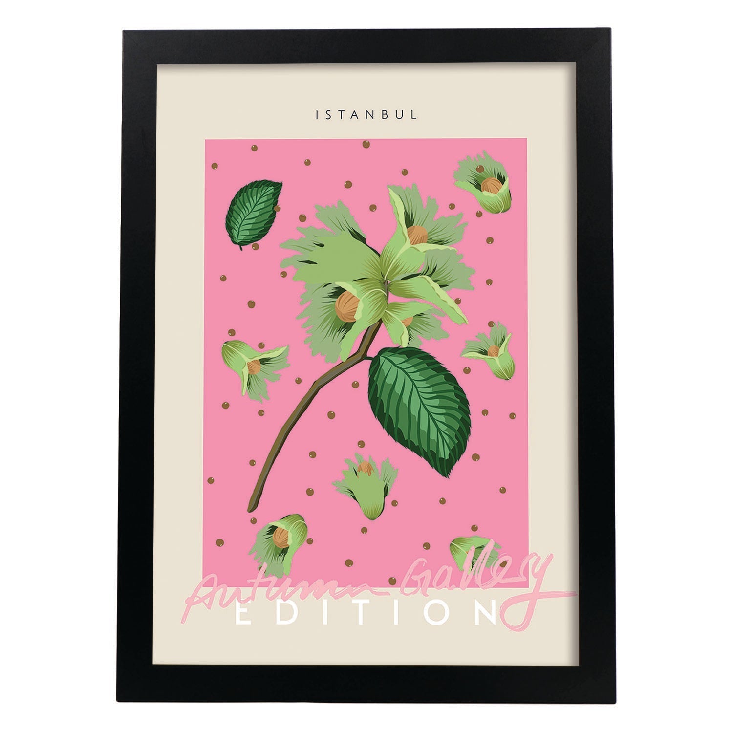 Lamina artistica decorativa con ilustración de Galería de otoño Estambul-Artwork-Nacnic-A3-Marco Negro-Nacnic Estudio SL