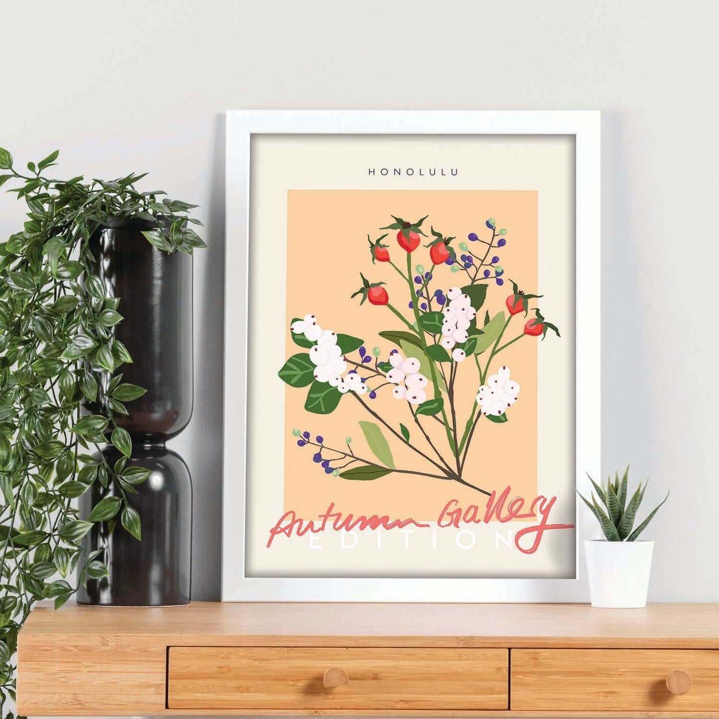 Lamina artistica decorativa con ilustración de Galería de otoño HONOLULU-Artwork-Nacnic-Nacnic Estudio SL