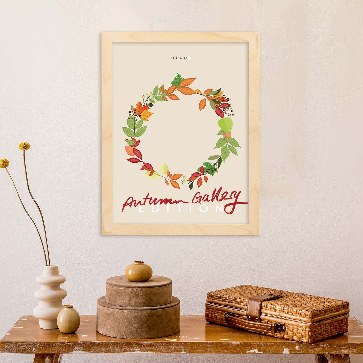 Lamina artistica decorativa con ilustración de Galería de otoño Miami-Artwork-Nacnic-Nacnic Estudio SL