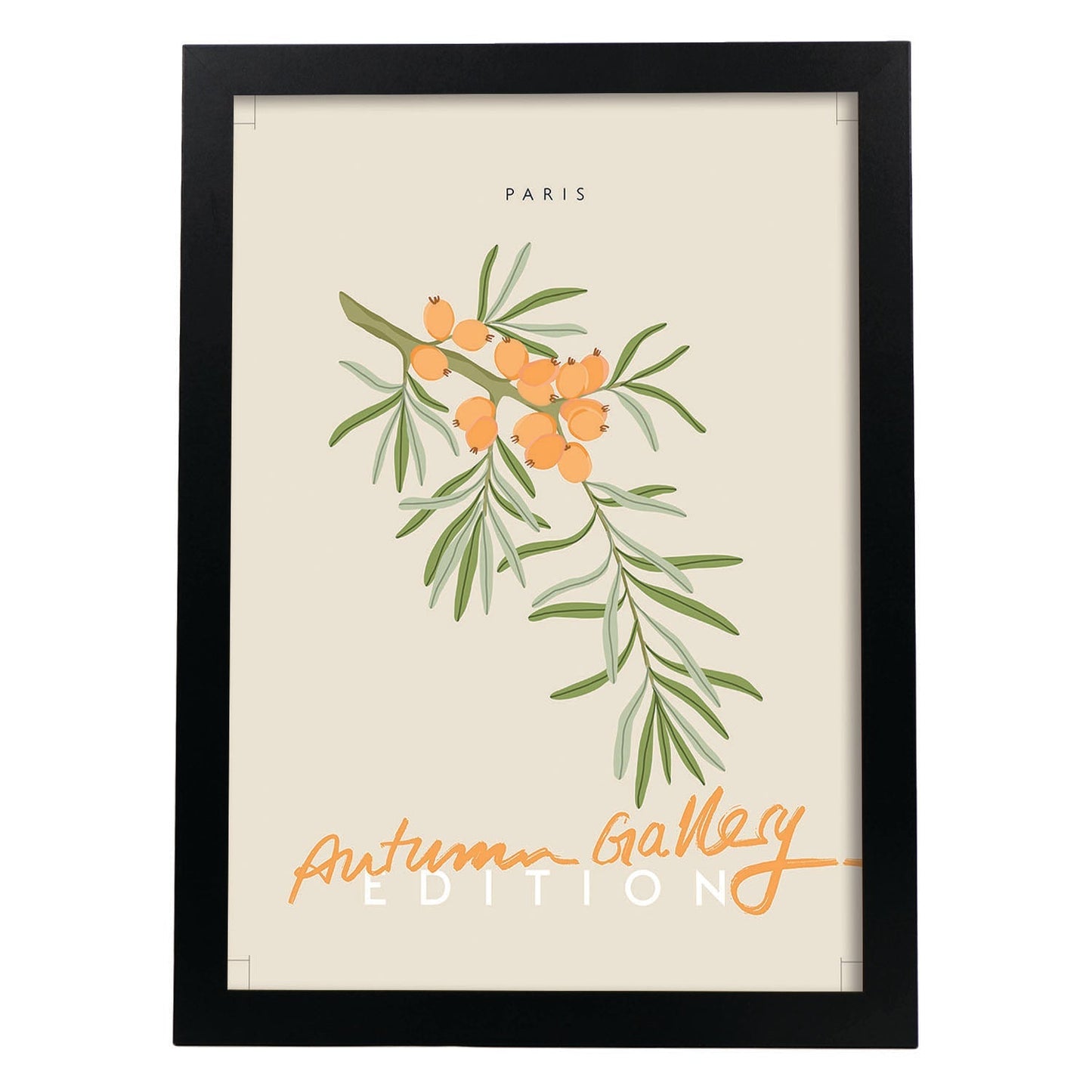 Lamina artistica decorativa con ilustración de Galería de otoño paris-Artwork-Nacnic-A3-Marco Negro-Nacnic Estudio SL