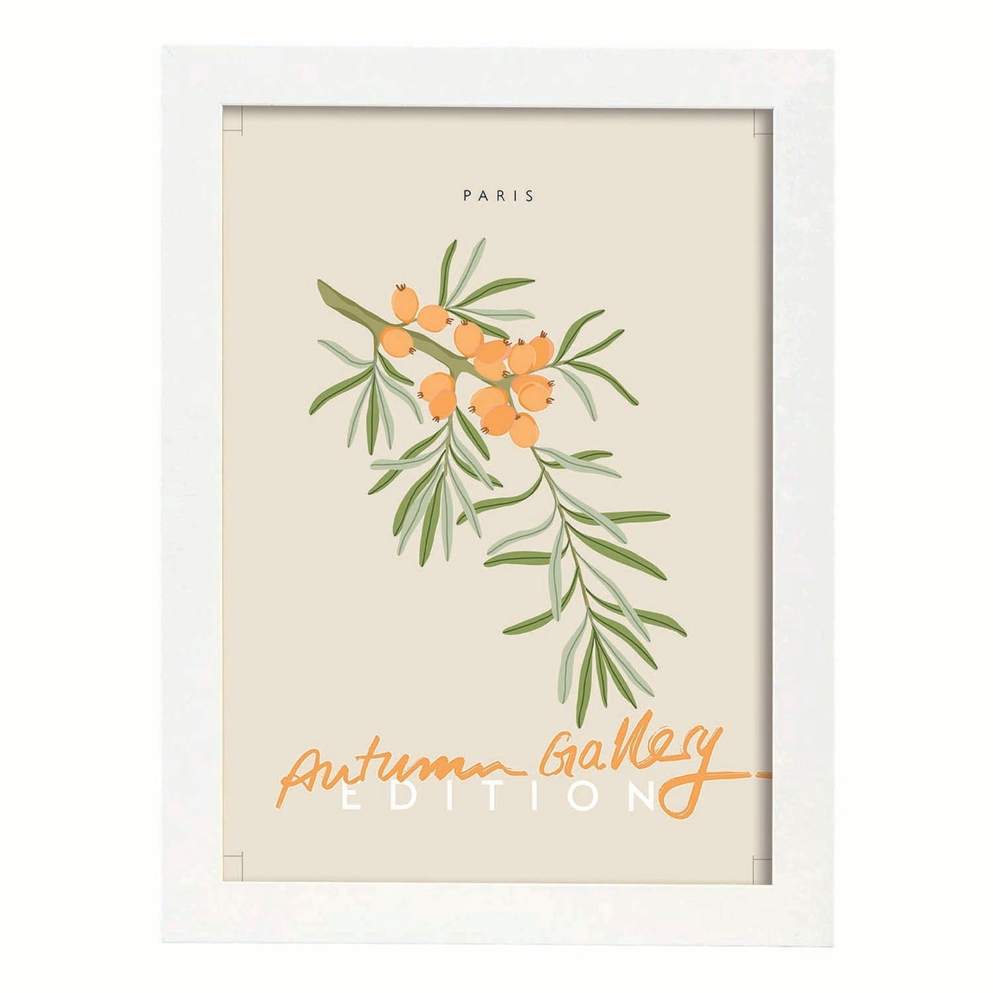 Lamina artistica decorativa con ilustración de Galería de otoño paris-Artwork-Nacnic-A4-Marco Blanco-Nacnic Estudio SL