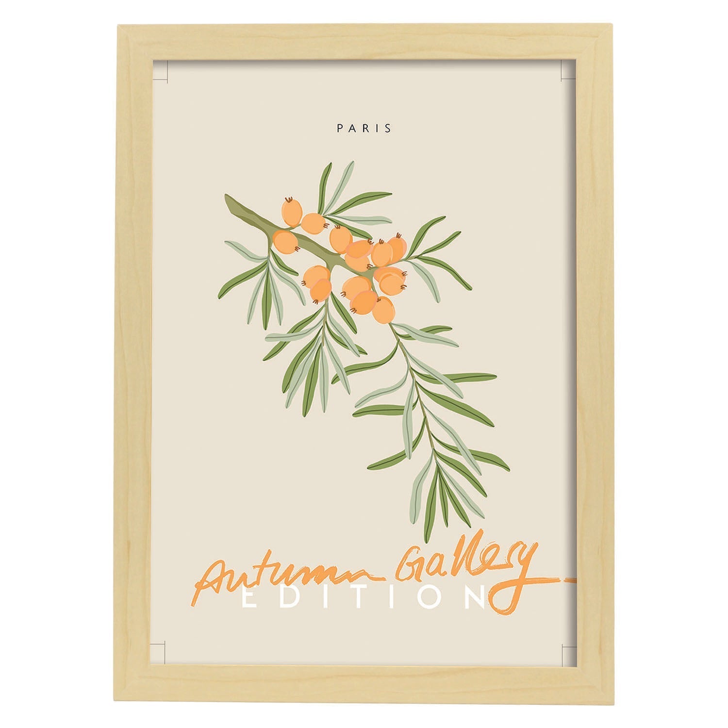 Lamina artistica decorativa con ilustración de Galería de otoño paris-Artwork-Nacnic-A4-Marco Madera clara-Nacnic Estudio SL