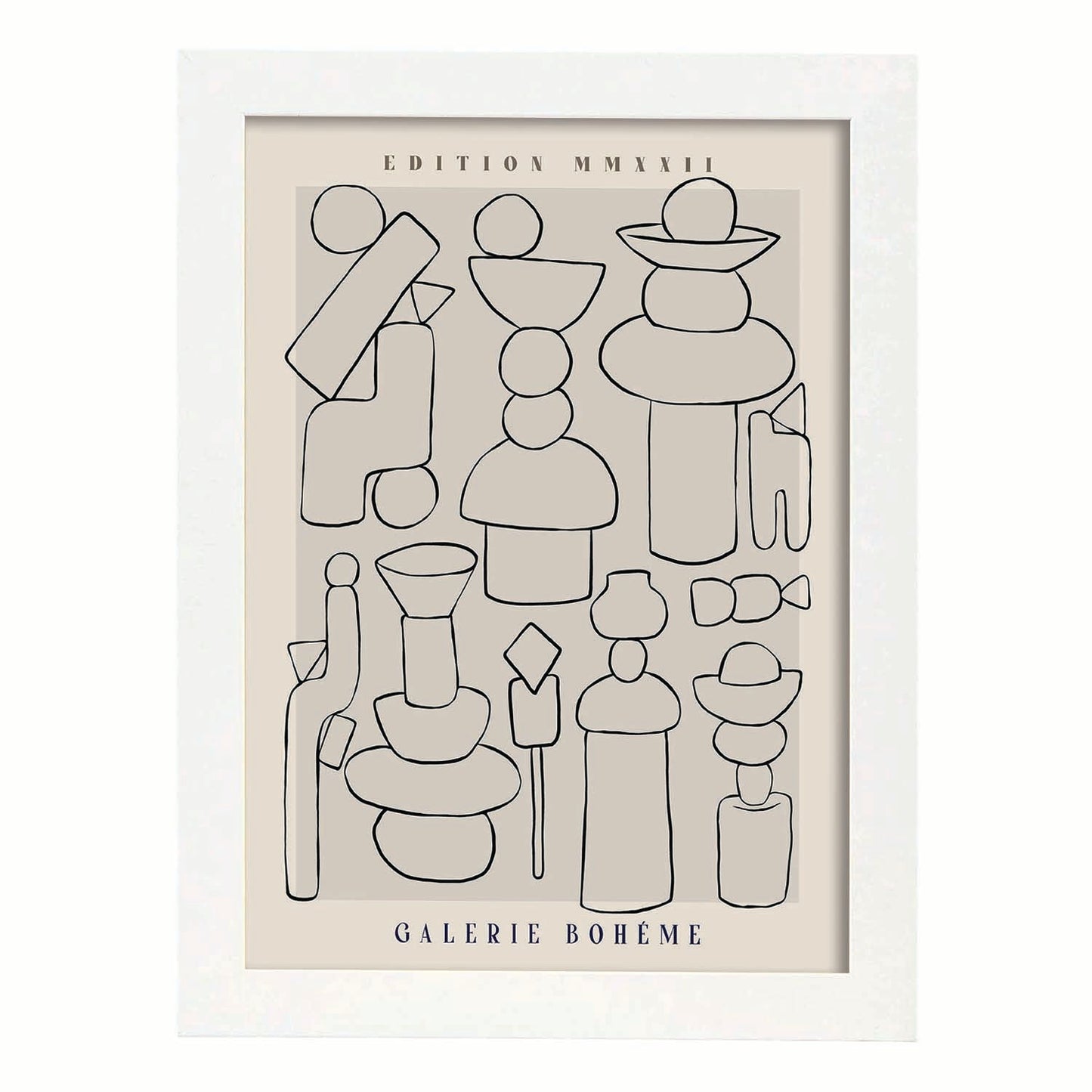 Lamina artistica decorativa con ilustración de Galerie Boheme cerámica-Artwork-Nacnic-A4-Marco Blanco-Nacnic Estudio SL
