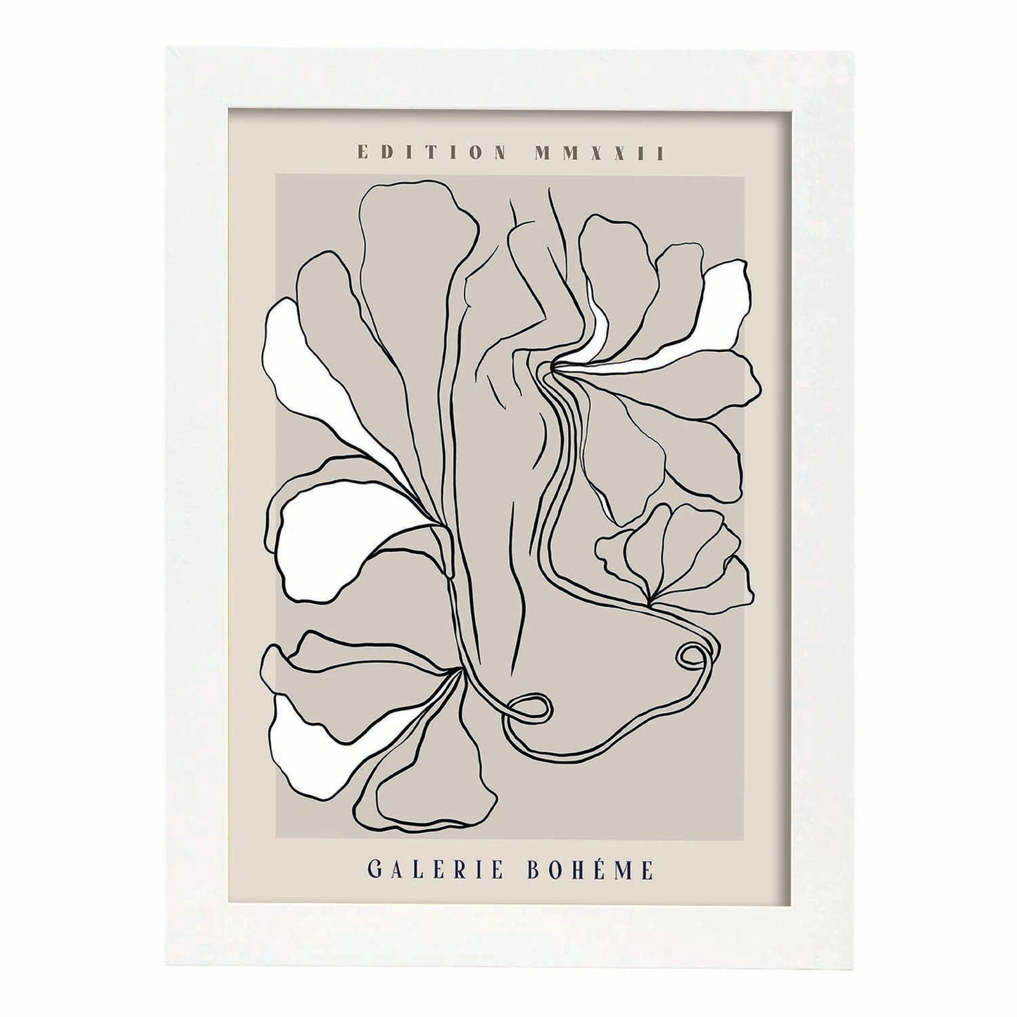 Lamina artistica decorativa con ilustración de Galerie Boheme Cintura-Artwork-Nacnic-A4-Marco Blanco-Nacnic Estudio SL