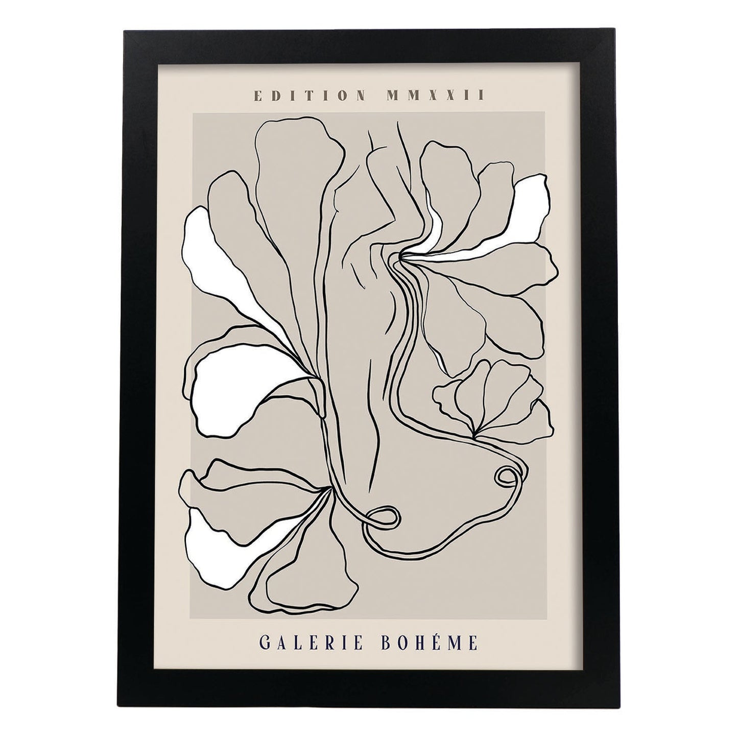 Lamina artistica decorativa con ilustración de Galerie Boheme Cintura-Artwork-Nacnic-A4-Marco Negro-Nacnic Estudio SL