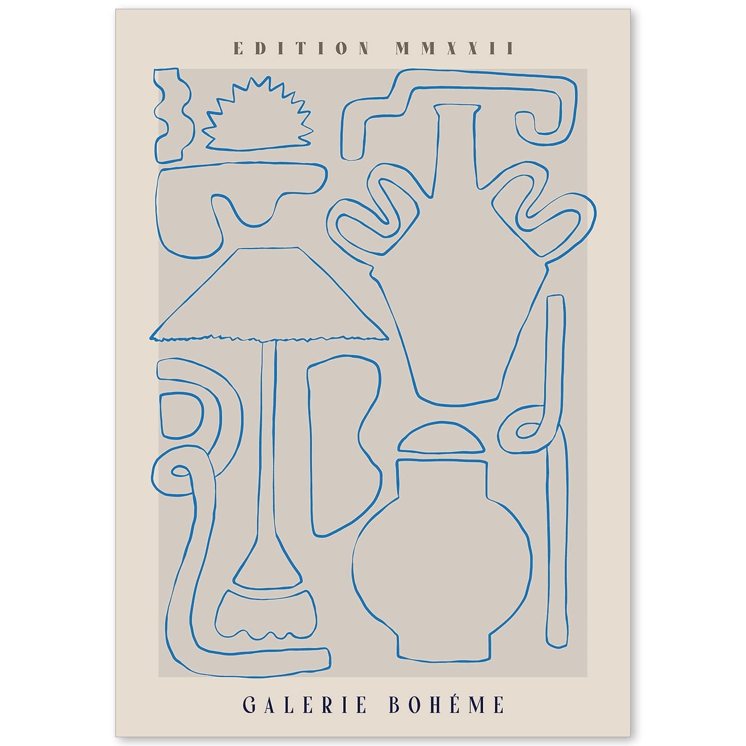 Lamina artistica decorativa con ilustración de Galerie Boheme Frascos-Artwork-Nacnic-A4-Sin marco-Nacnic Estudio SL