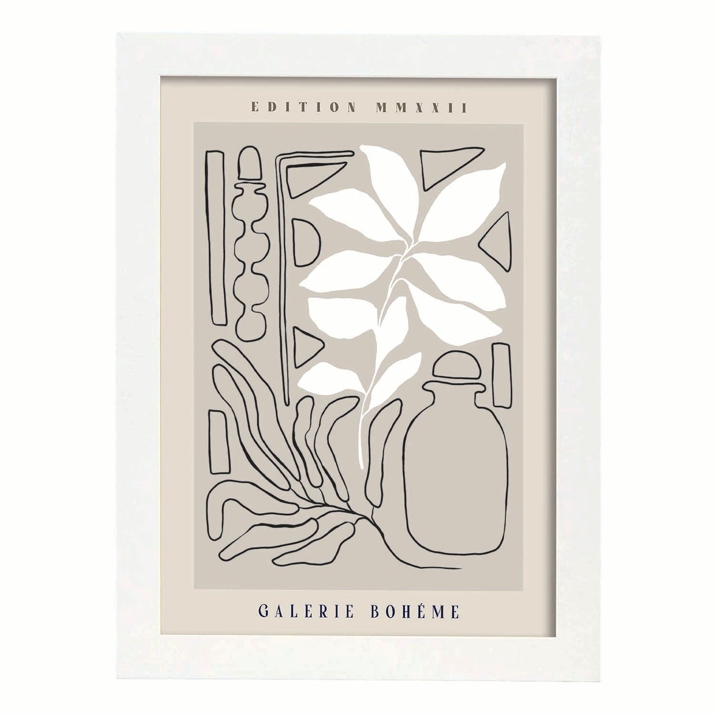 Lamina artistica decorativa con ilustración de Galerie Boheme Herb-Artwork-Nacnic-A3-Marco Blanco-Nacnic Estudio SL