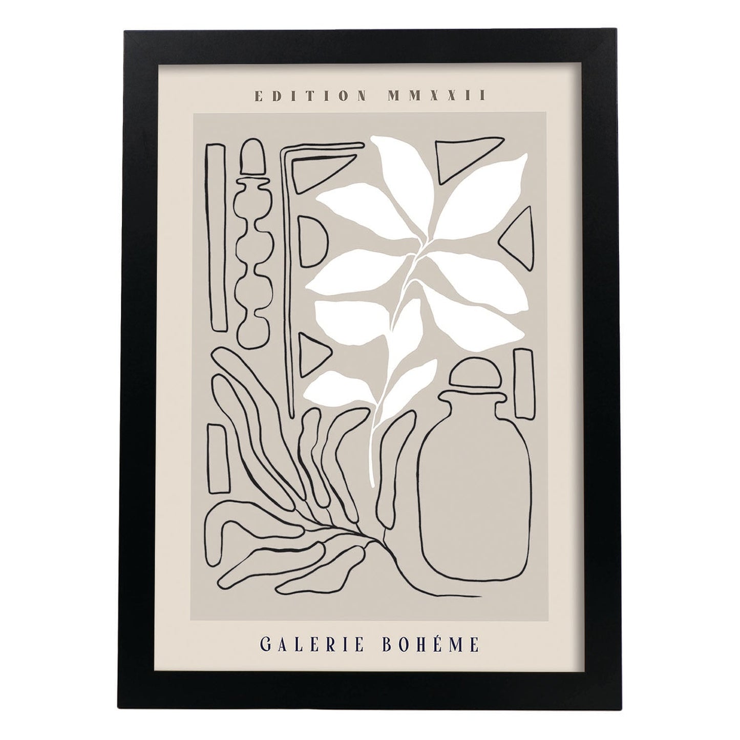 Lamina artistica decorativa con ilustración de Galerie Boheme Herb-Artwork-Nacnic-A3-Marco Negro-Nacnic Estudio SL