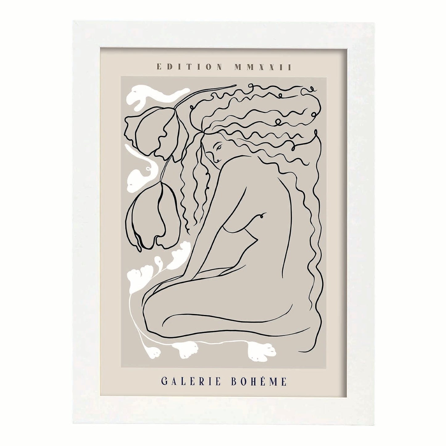 Lamina artistica decorativa con ilustración de Galerie Boheme Woman-Artwork-Nacnic-A3-Marco Blanco-Nacnic Estudio SL