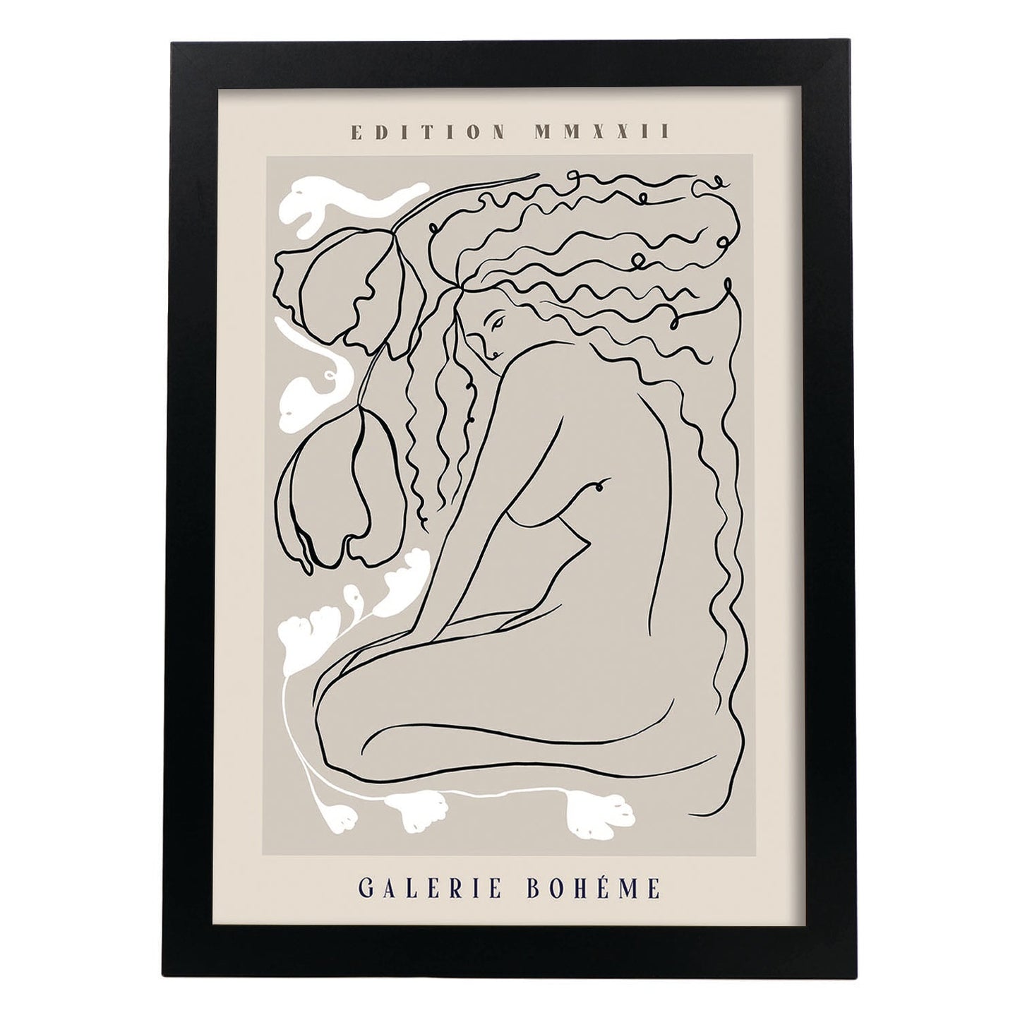 Lamina artistica decorativa con ilustración de Galerie Boheme Woman-Artwork-Nacnic-A3-Marco Negro-Nacnic Estudio SL