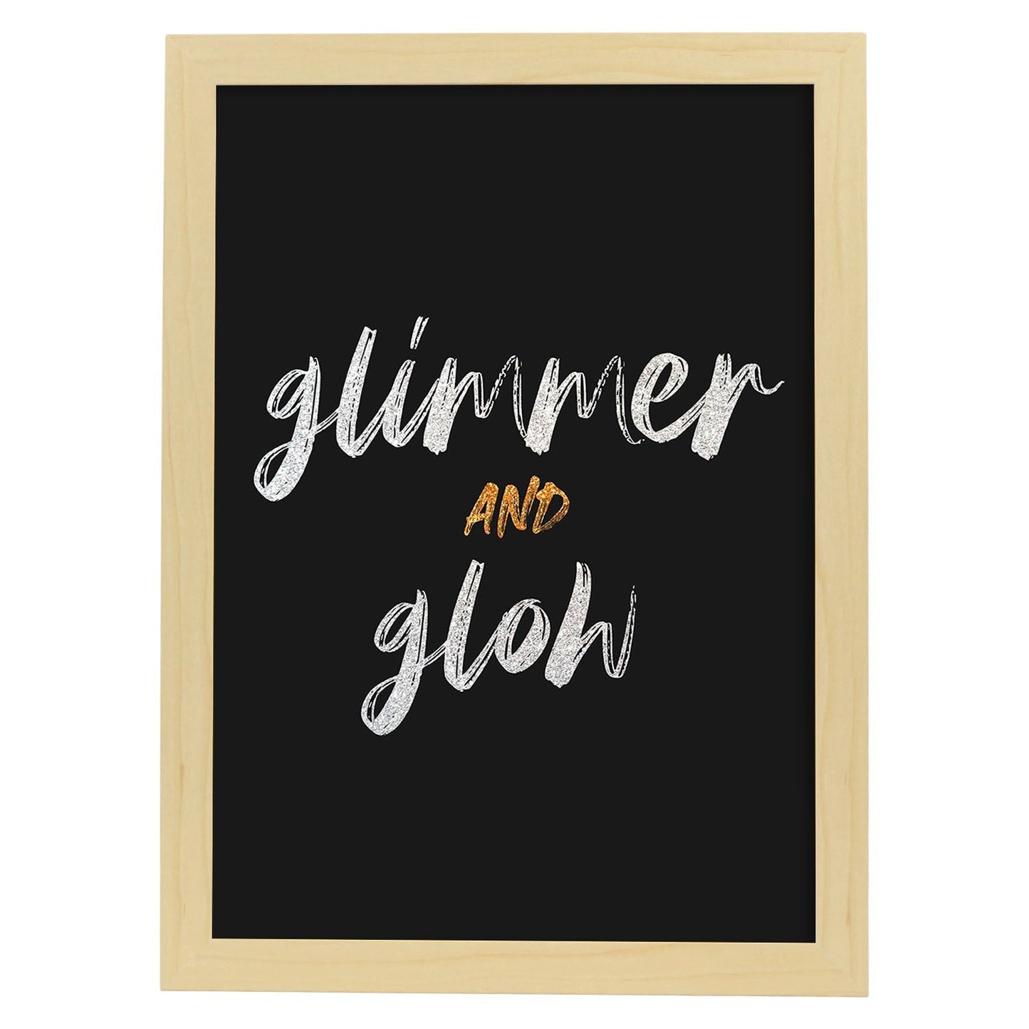 Lamina artistica decorativa con ilustración de glimmer glow estilo Mensaje inspiracional-Artwork-Nacnic-A4-Marco Madera clara-Nacnic Estudio SL