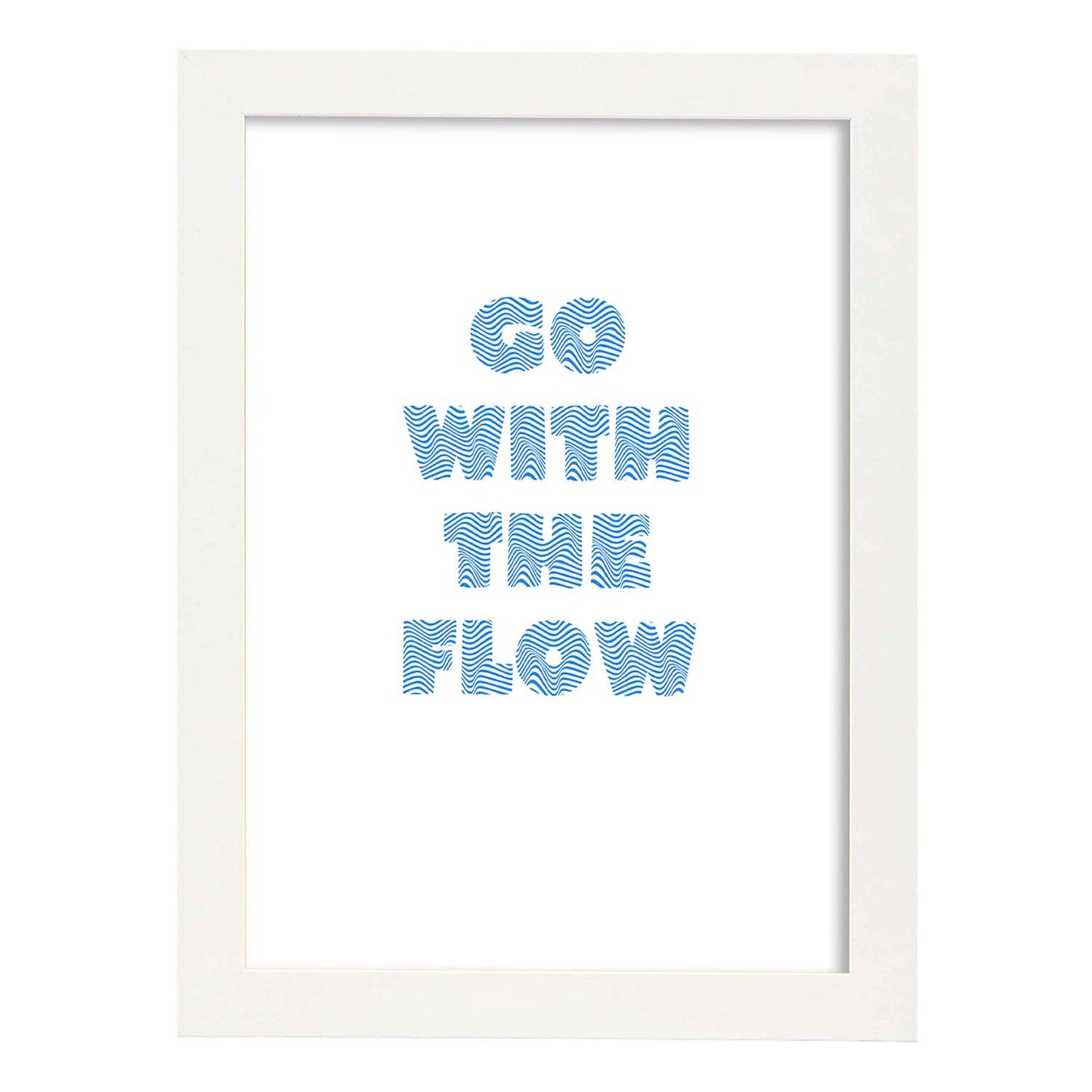 Lamina artistica decorativa con ilustración de go with the flow estilo Mensaje inspiracional-Artwork-Nacnic-A3-Marco Blanco-Nacnic Estudio SL
