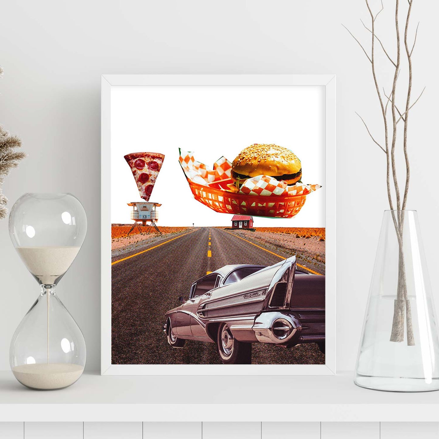 Lamina artistica decorativa con ilustración de Hamburguesa estilo Collage-Artwork-Nacnic-Nacnic Estudio SL