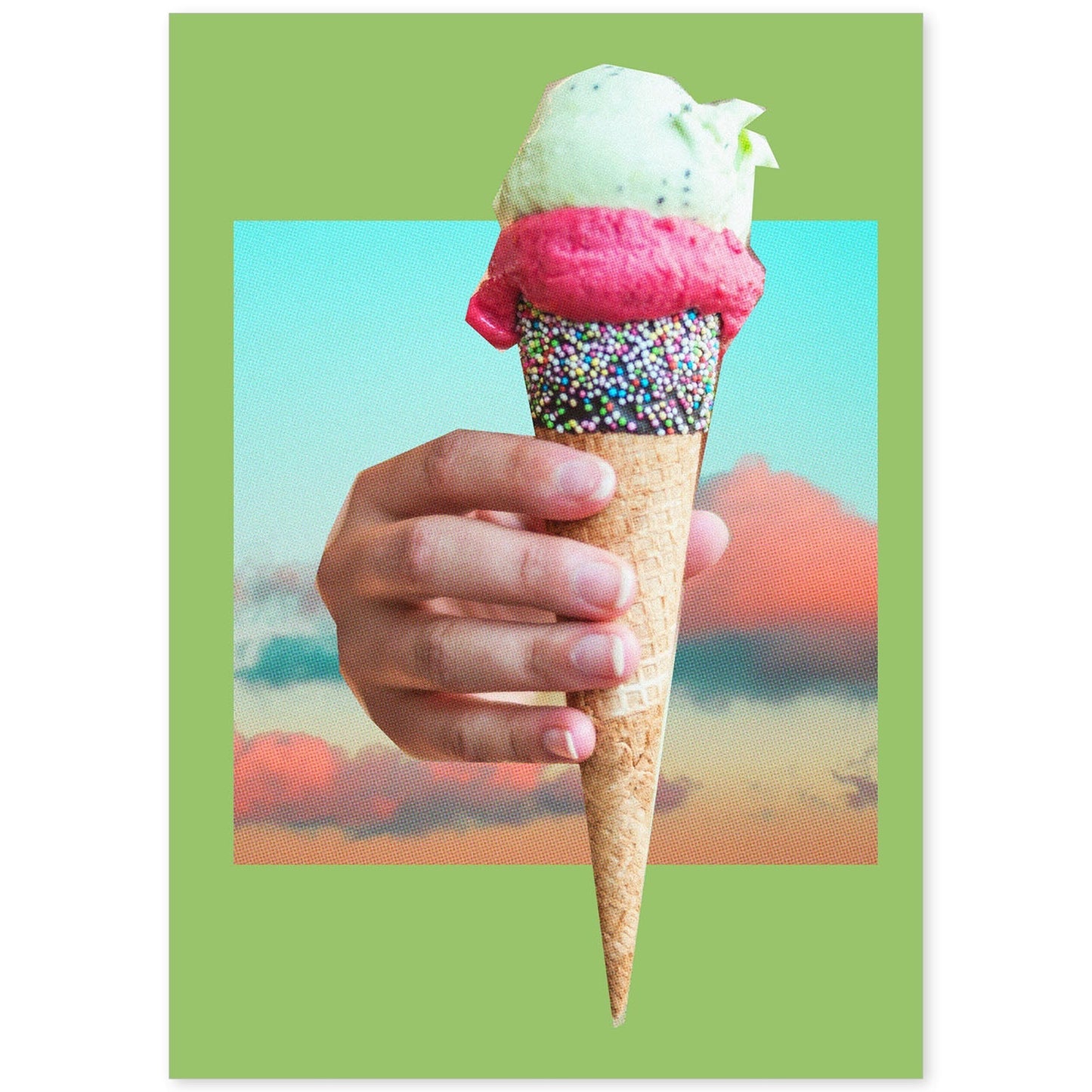Lamina artistica decorativa con ilustración de Helado estilo Collage-Artwork-Nacnic-A4-Sin marco-Nacnic Estudio SL