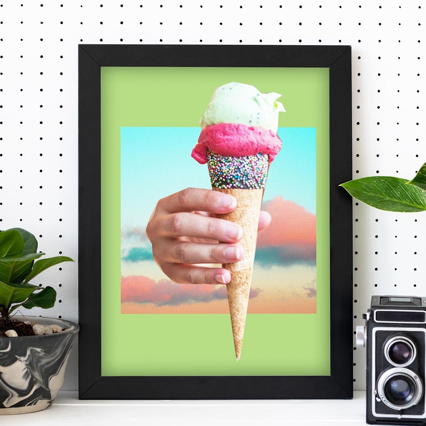 Lamina artistica decorativa con ilustración de Helado estilo Collage-Artwork-Nacnic-Nacnic Estudio SL