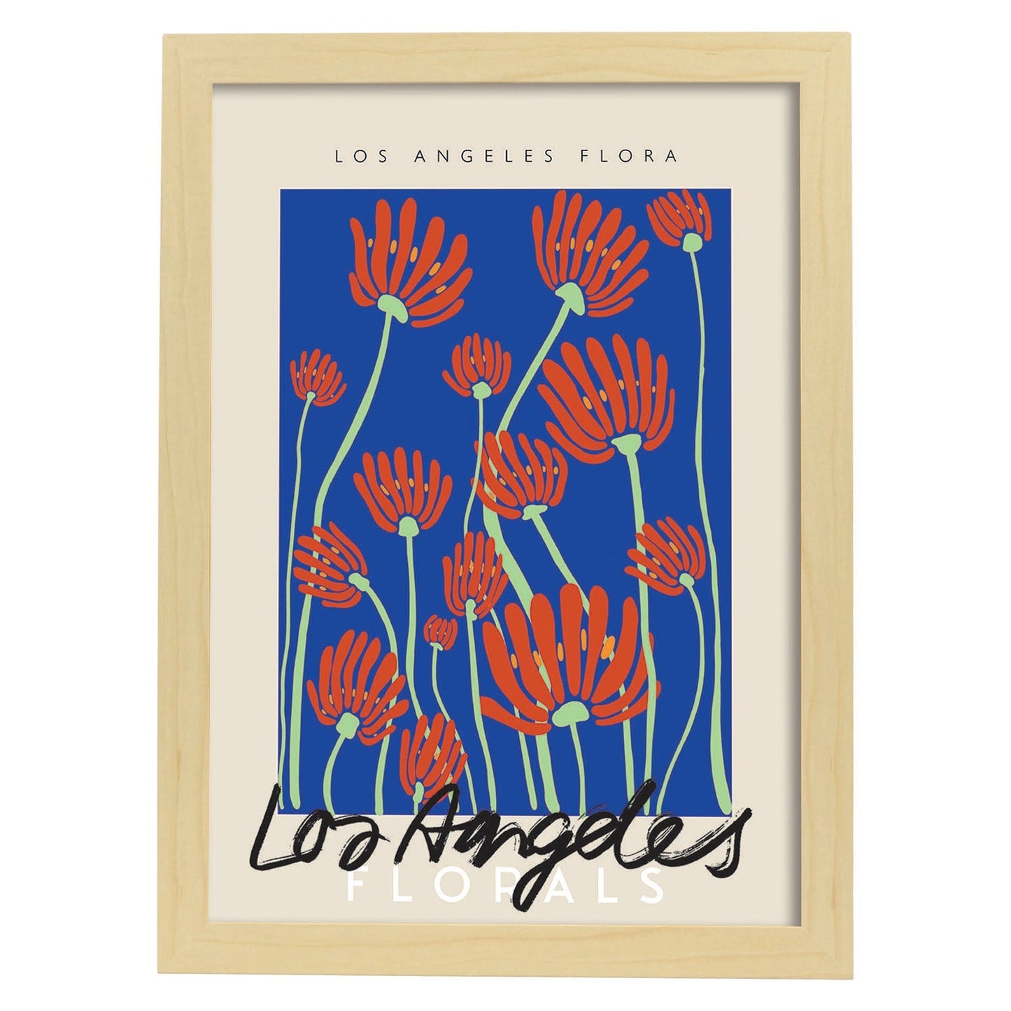 Lamina artistica decorativa con ilustración de La flora de los angeles-Artwork-Nacnic-A4-Marco Madera clara-Nacnic Estudio SL