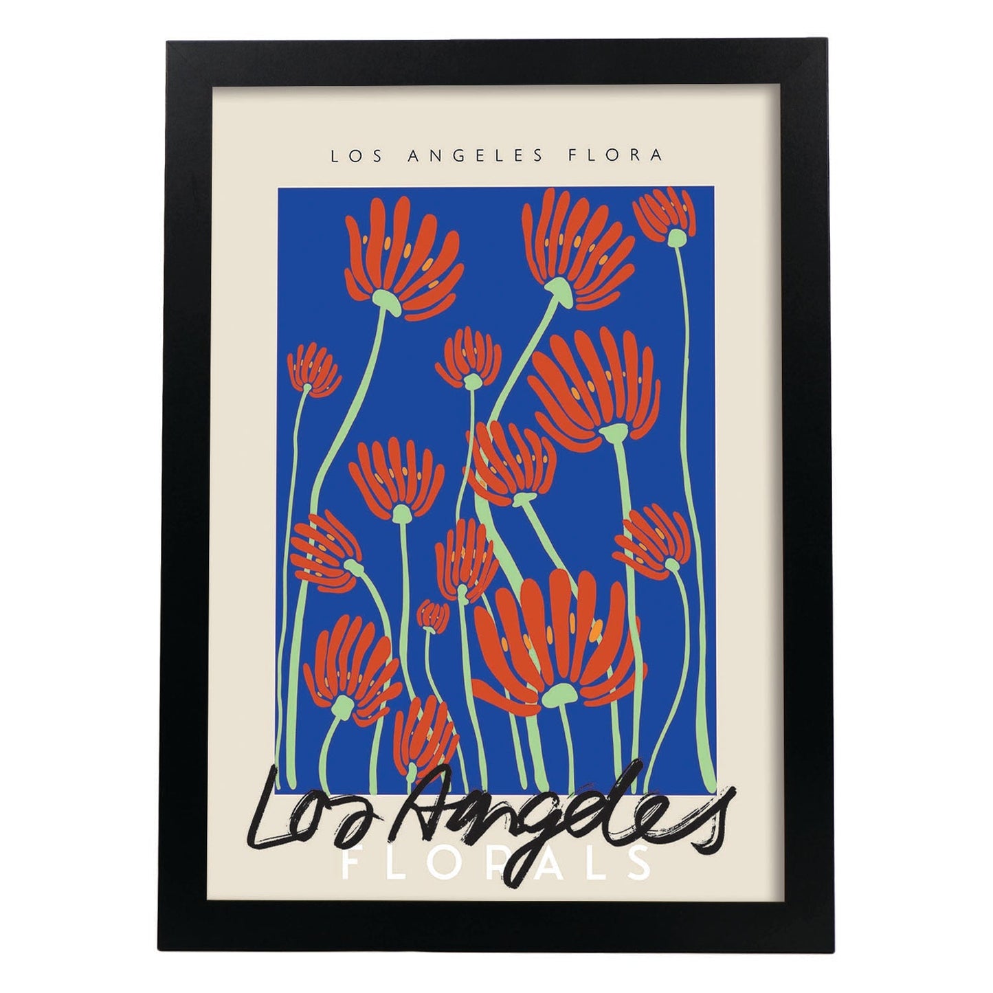 Lamina artistica decorativa con ilustración de La flora de los angeles-Artwork-Nacnic-A4-Marco Negro-Nacnic Estudio SL