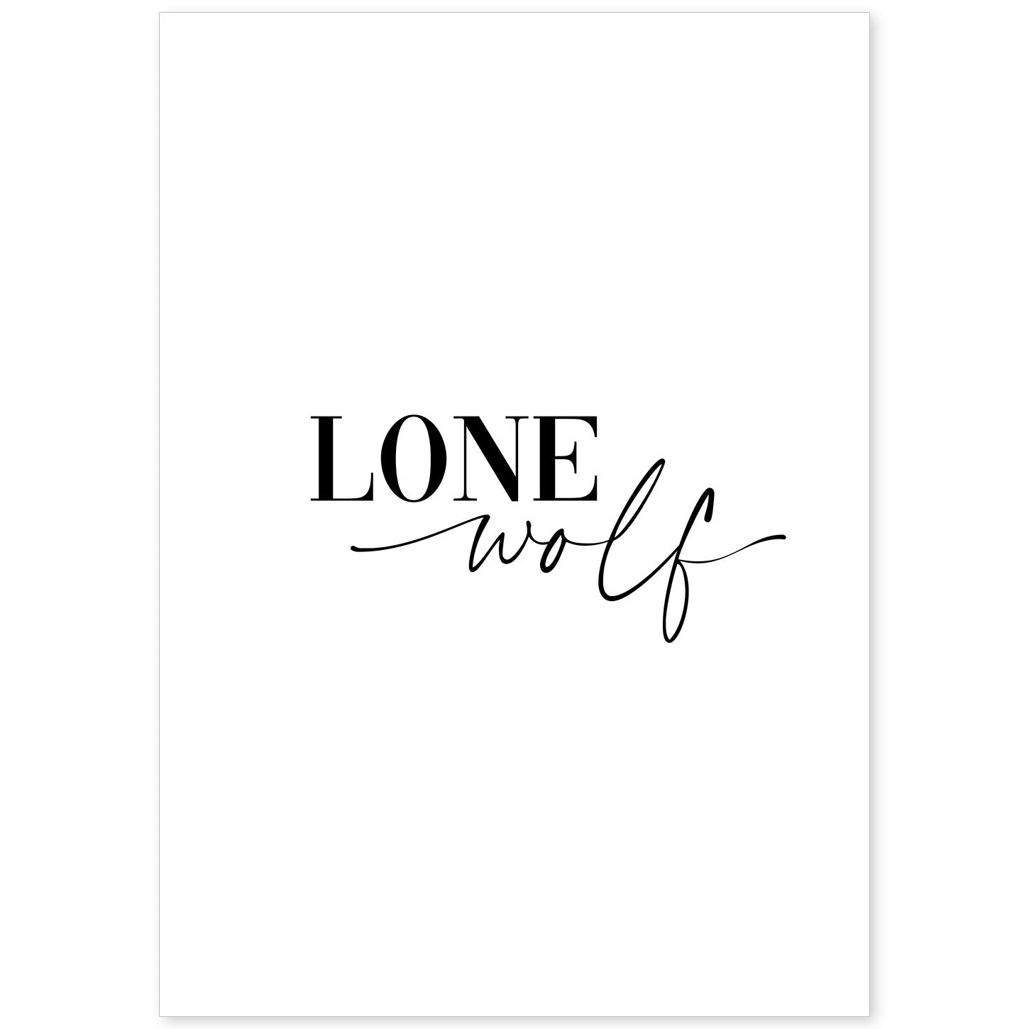 Lamina artistica decorativa con ilustración de lone wolf estilo Mensaje inspiracional-Artwork-Nacnic-A4-Sin marco-Nacnic Estudio SL