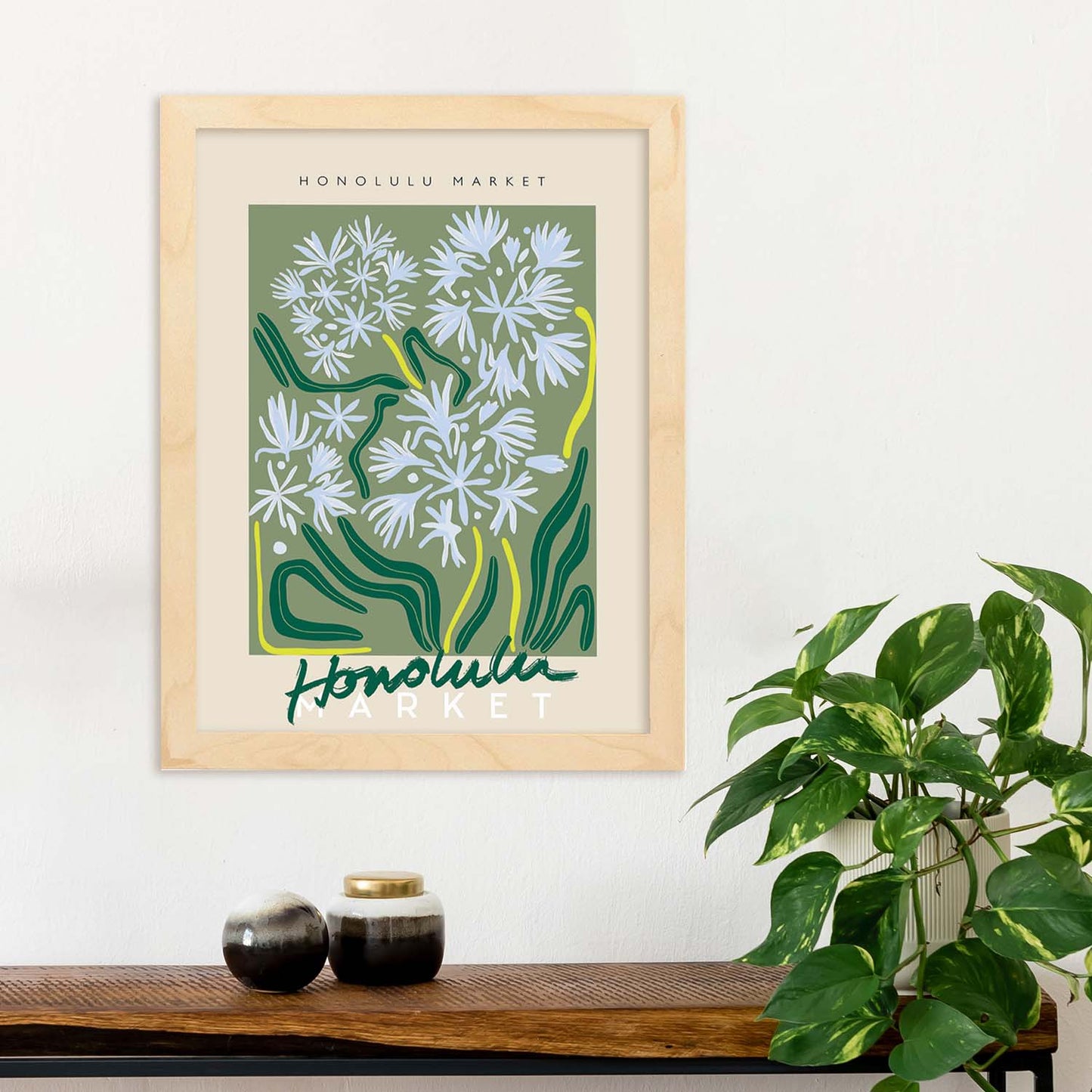 Lamina artistica decorativa con ilustración de Mercado de Honolulu-Artwork-Nacnic-Nacnic Estudio SL