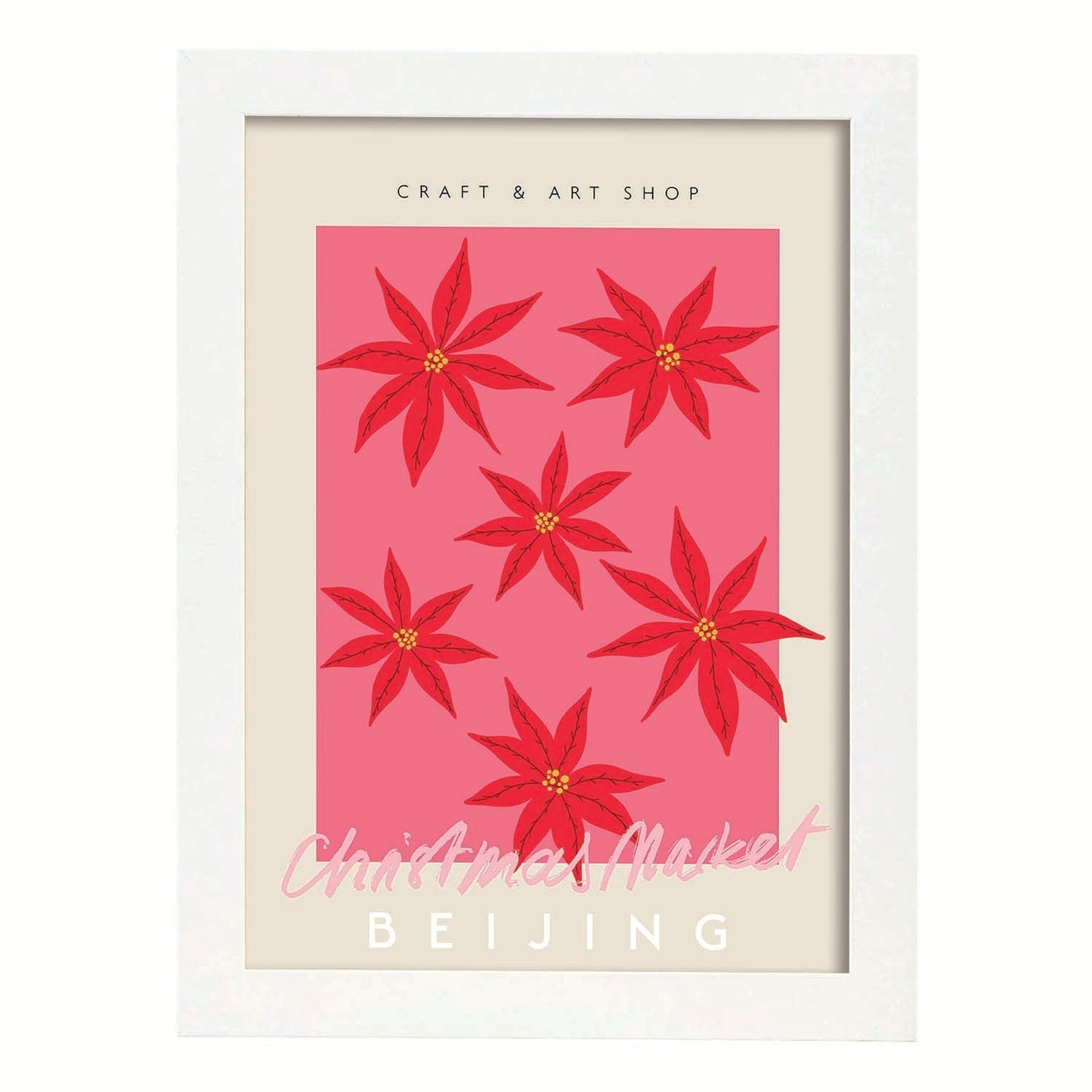 Lamina artistica decorativa con ilustración de Mercado de Navidad Pekín estilo Abstracto-Artwork-Nacnic-A3-Marco Blanco-Nacnic Estudio SL